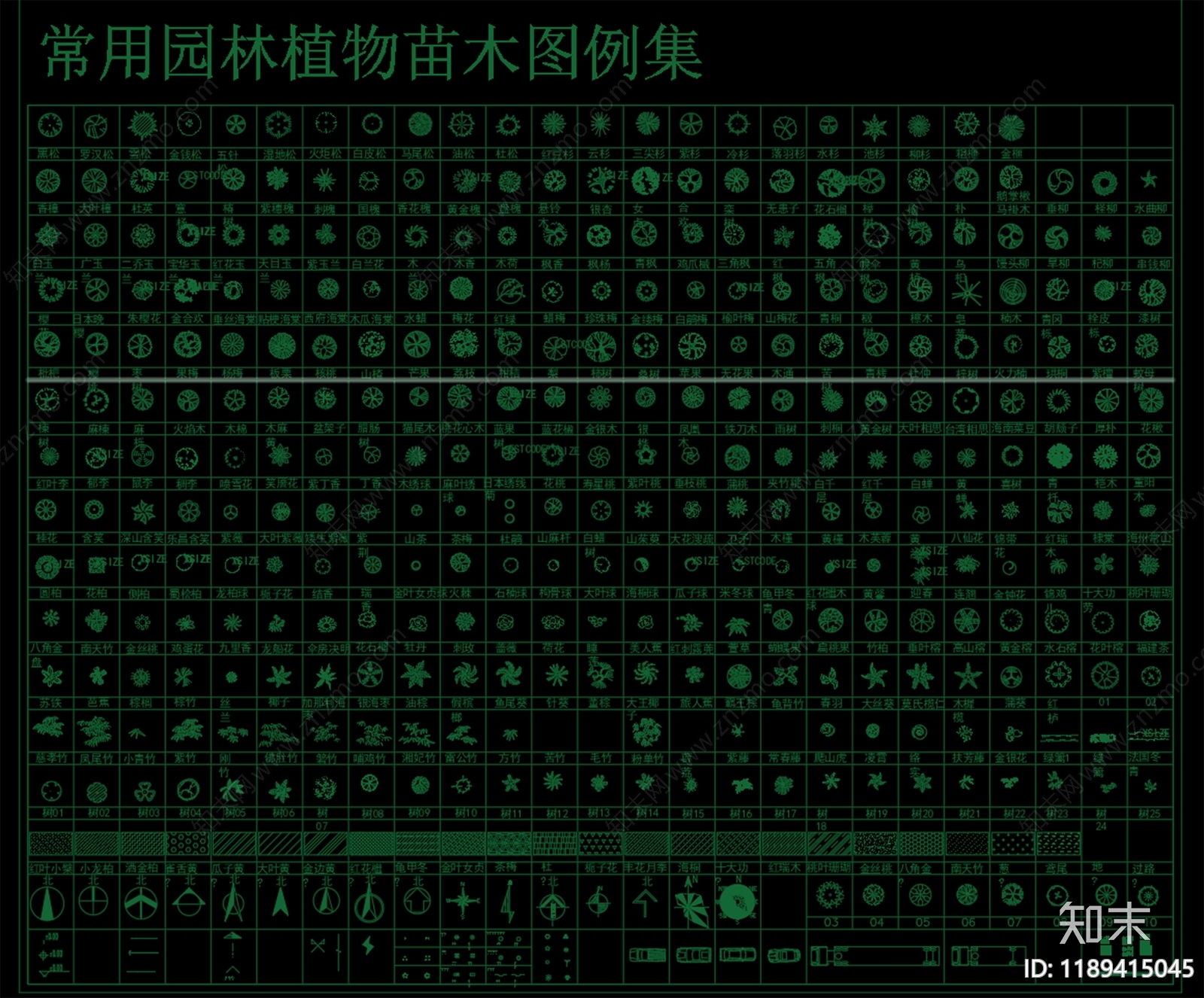 现代欧式综合植物图库cad施工图下载【ID:1189415045】