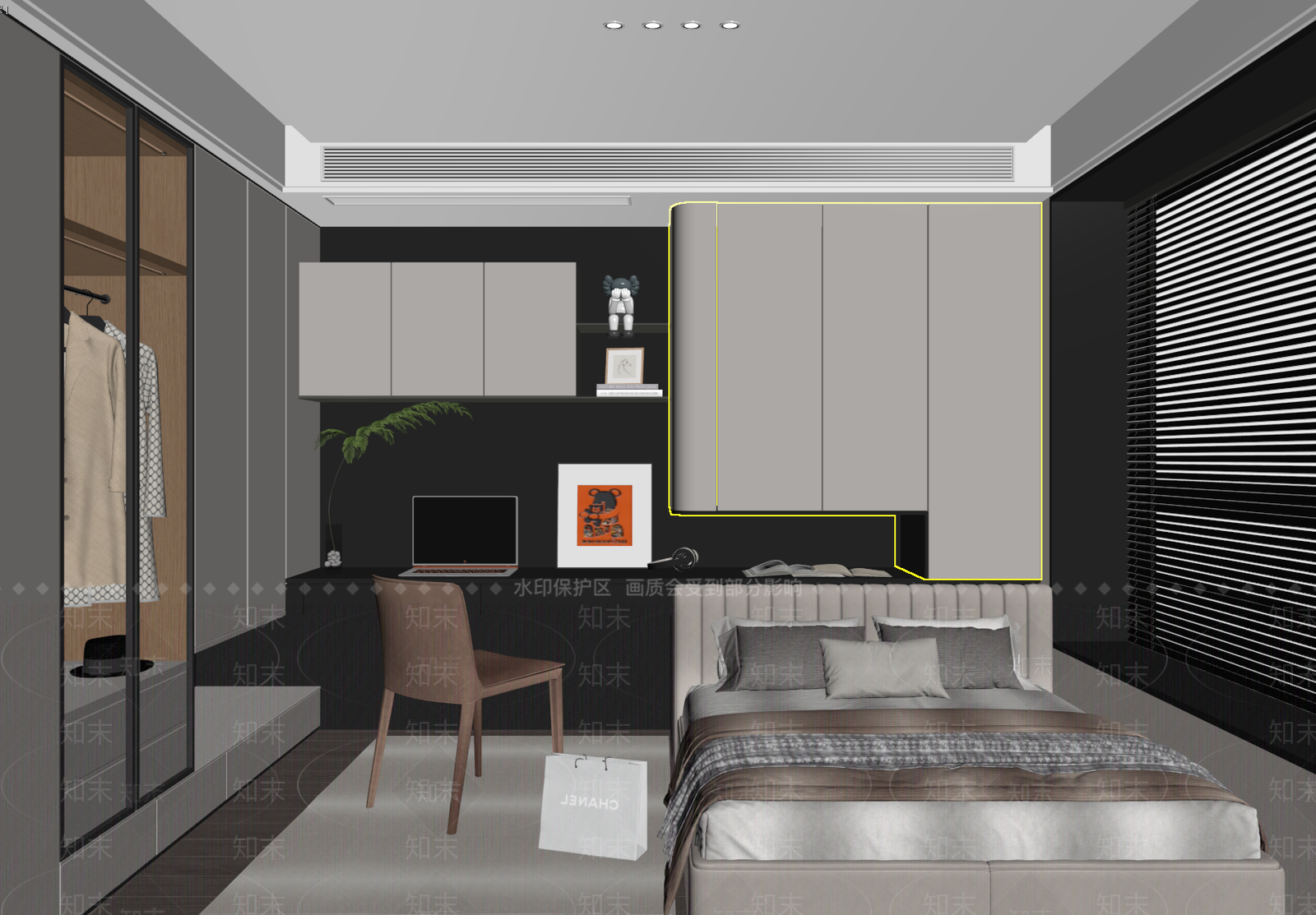 现代榻榻米卧室SU模型下载【ID:1189415675】