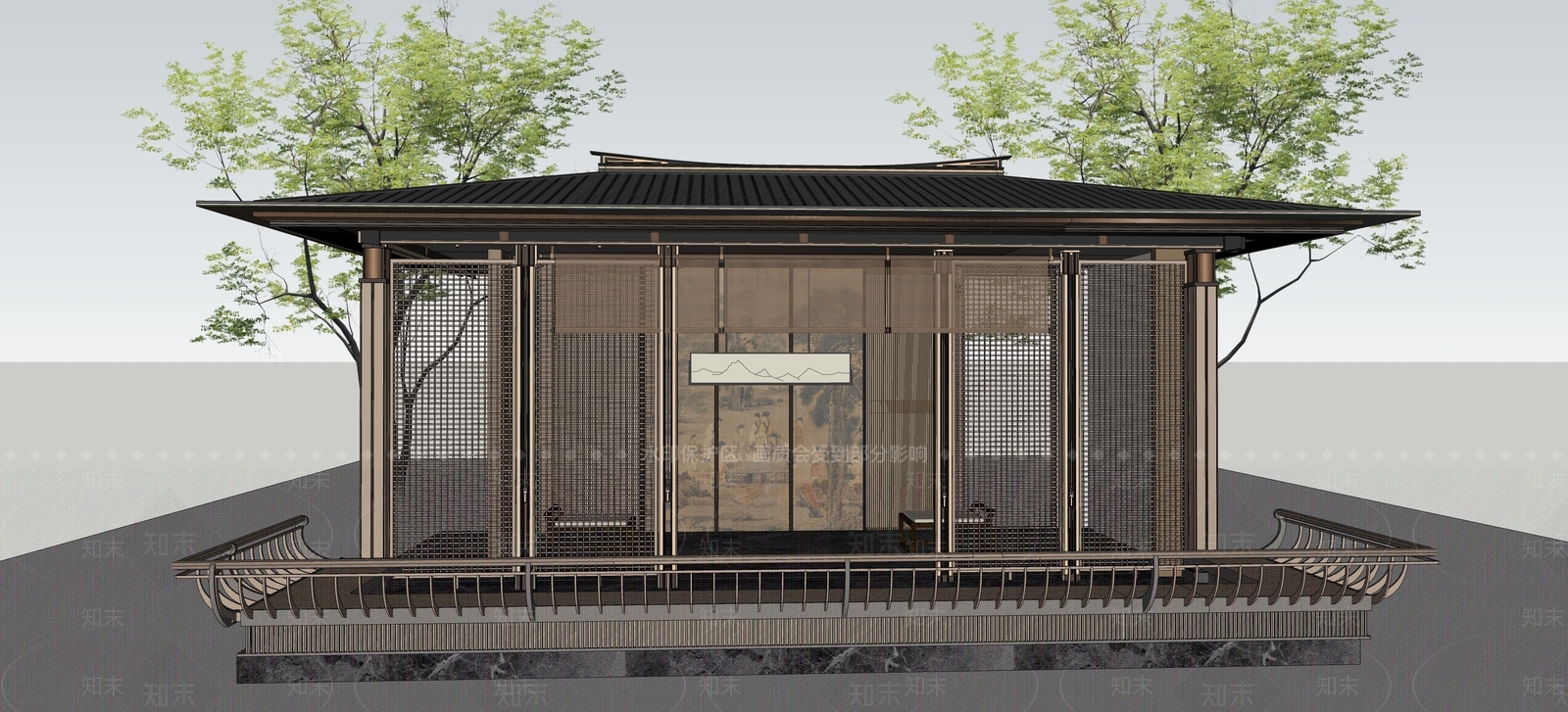 中式中古亭子SU模型下载【ID:1189416010】