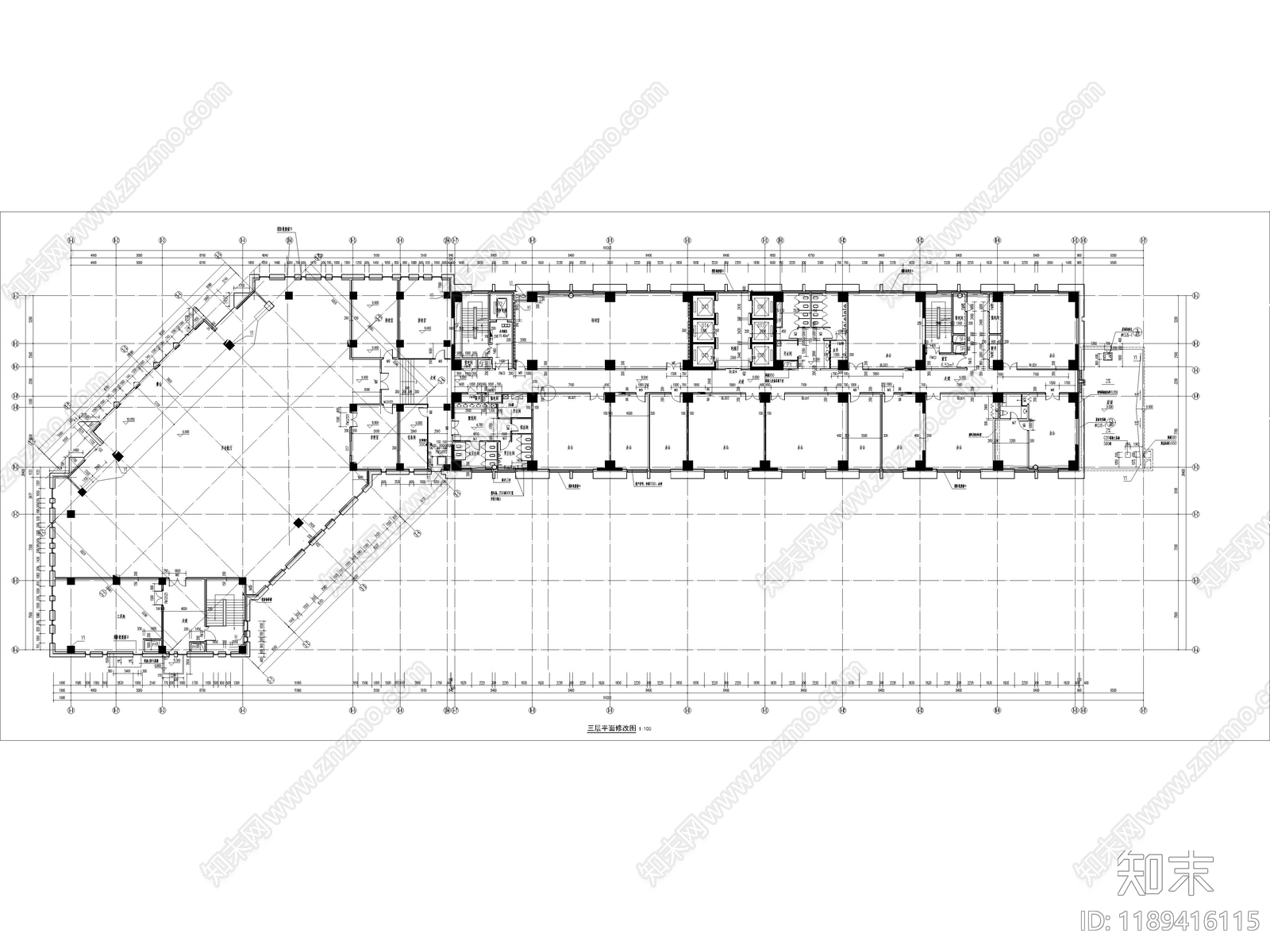 现代办公楼建筑cad施工图下载【ID:1189416115】