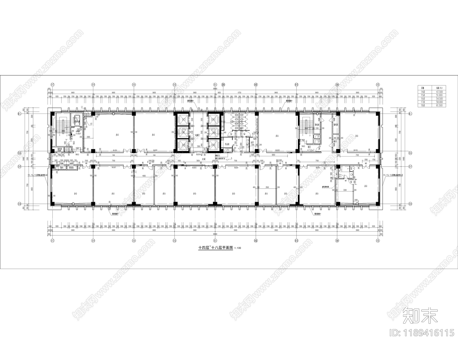 现代办公楼建筑cad施工图下载【ID:1189416115】