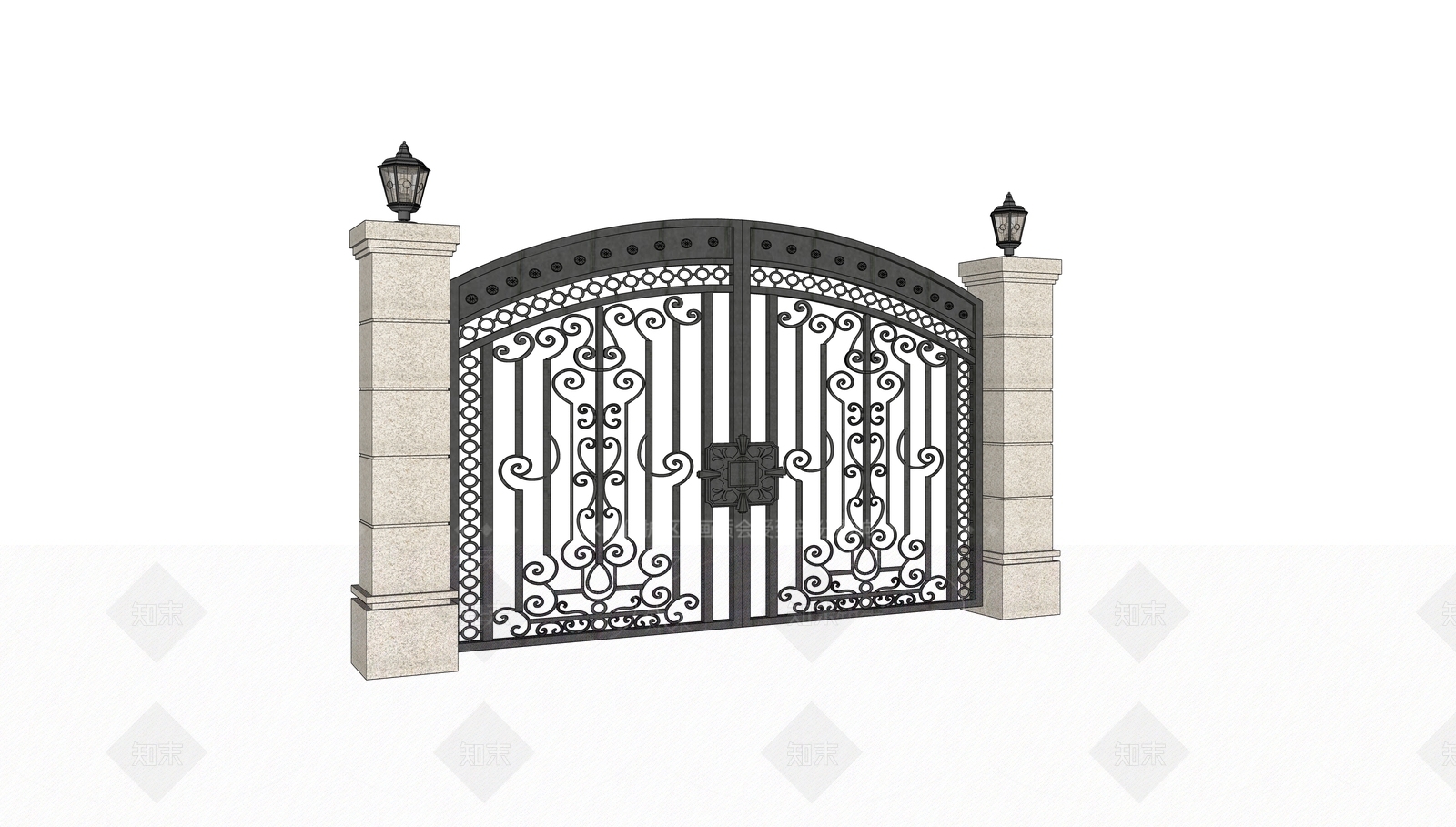 欧式入口大门SU模型下载【ID:1189419769】