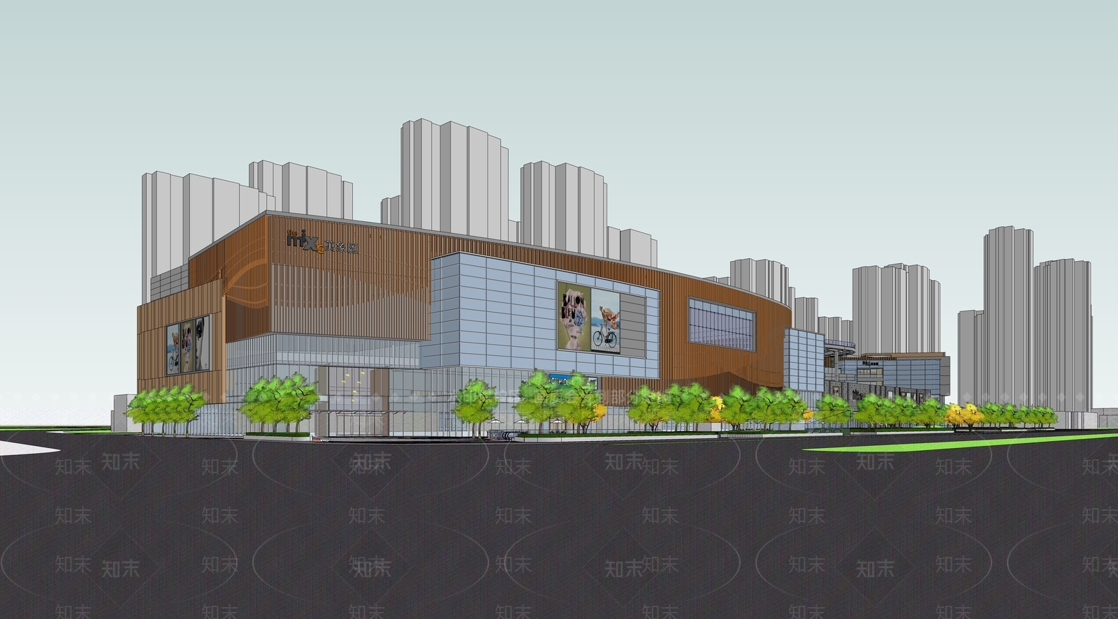 现代商场建筑SU模型下载【ID:1189419839】
