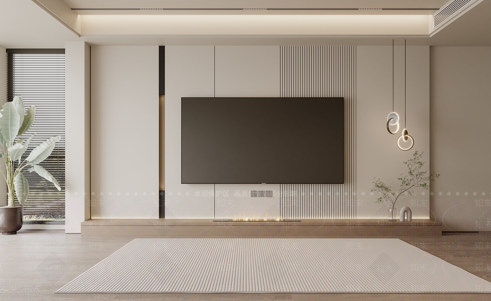 现代奶油背景墙SU模型下载【ID:1189420572】