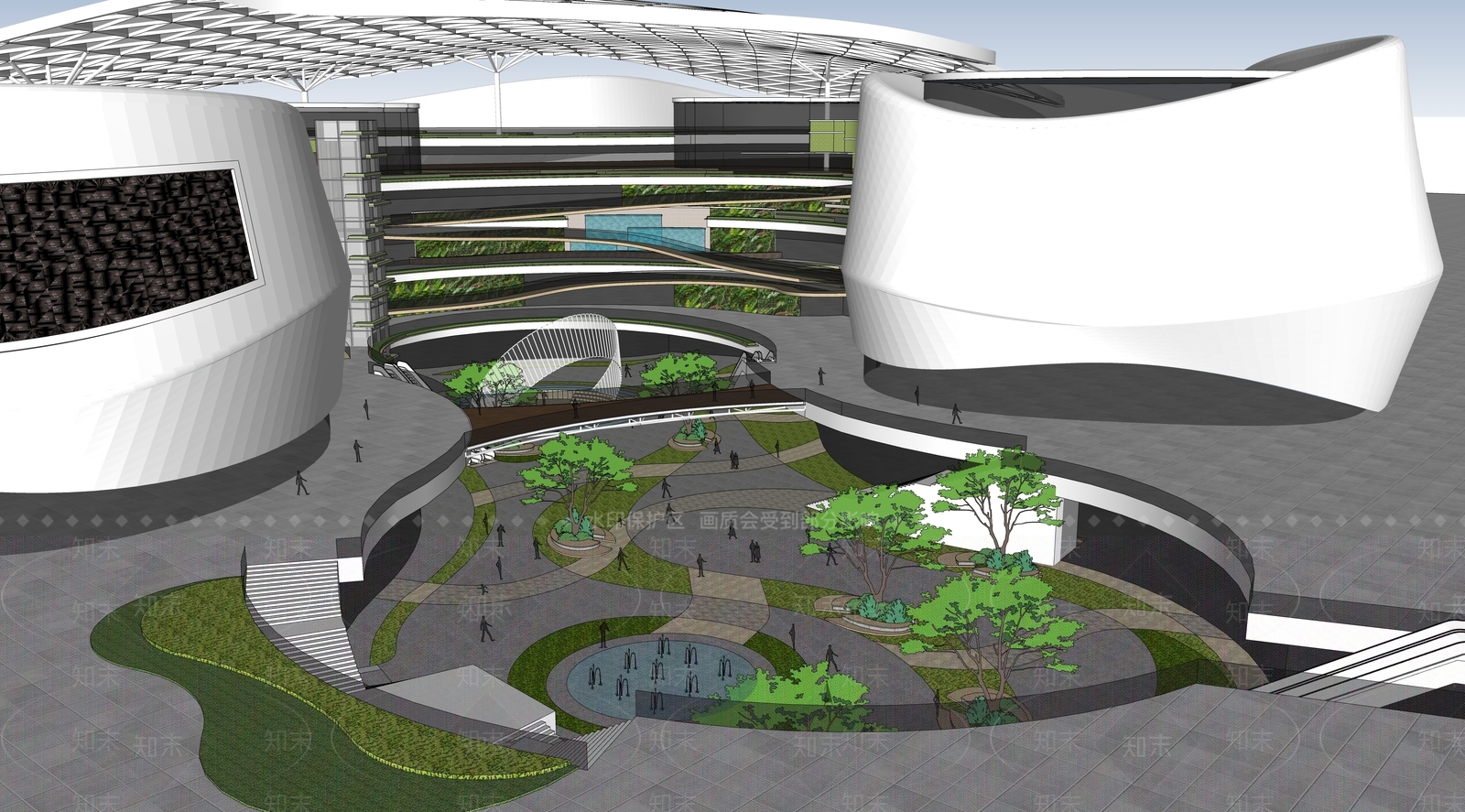 现代商场建筑SU模型下载【ID:1189423047】