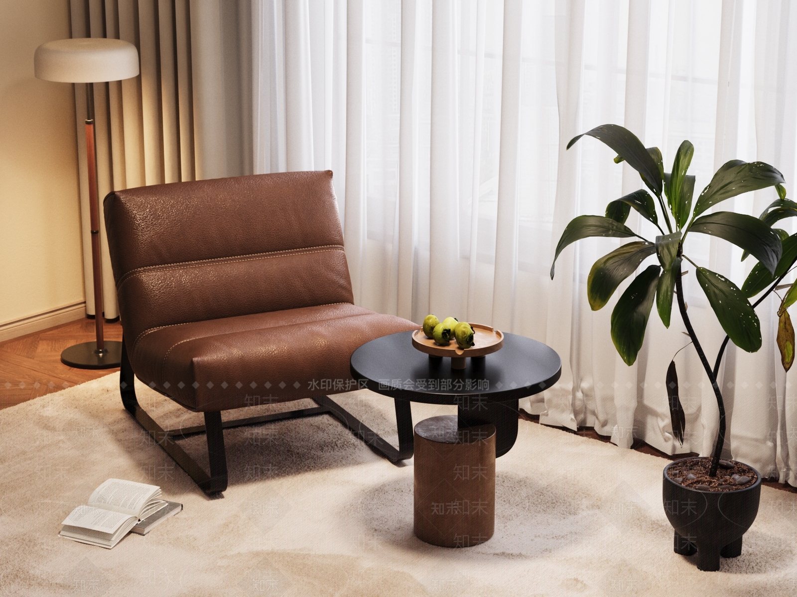 中古极简单人沙发3D模型下载【ID:1189428606】