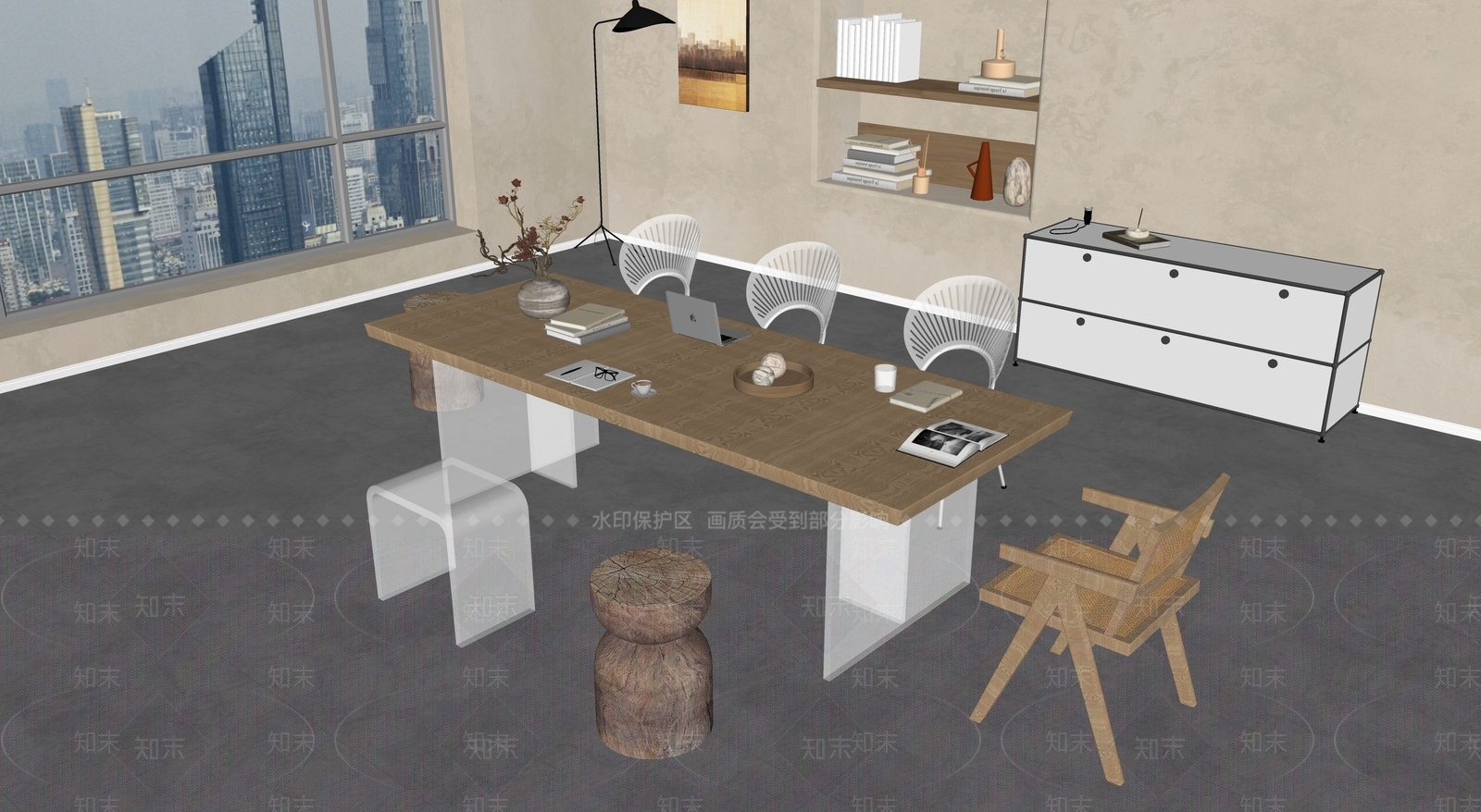 侘寂现代会议室SU模型下载【ID:1189427234】