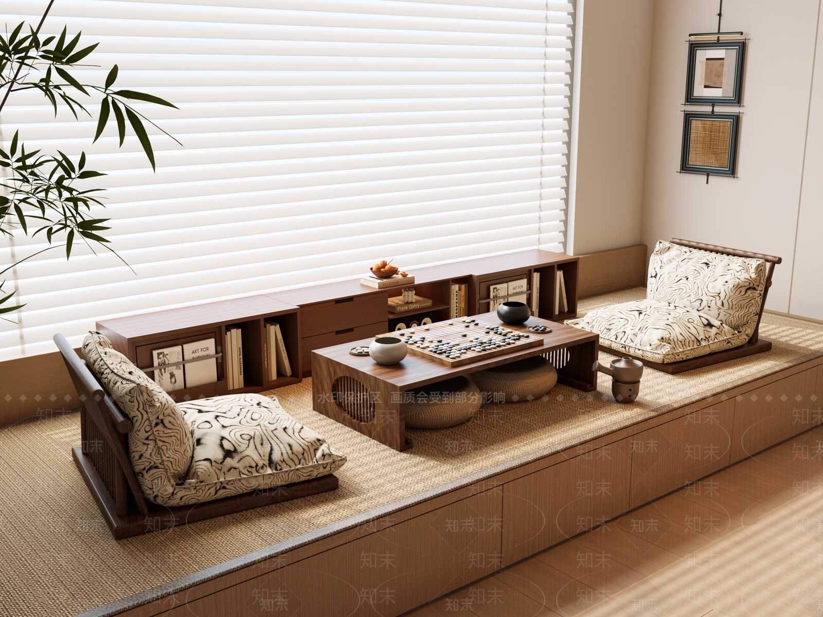 现代中古飘窗柜3D模型下载【ID:1189430110】