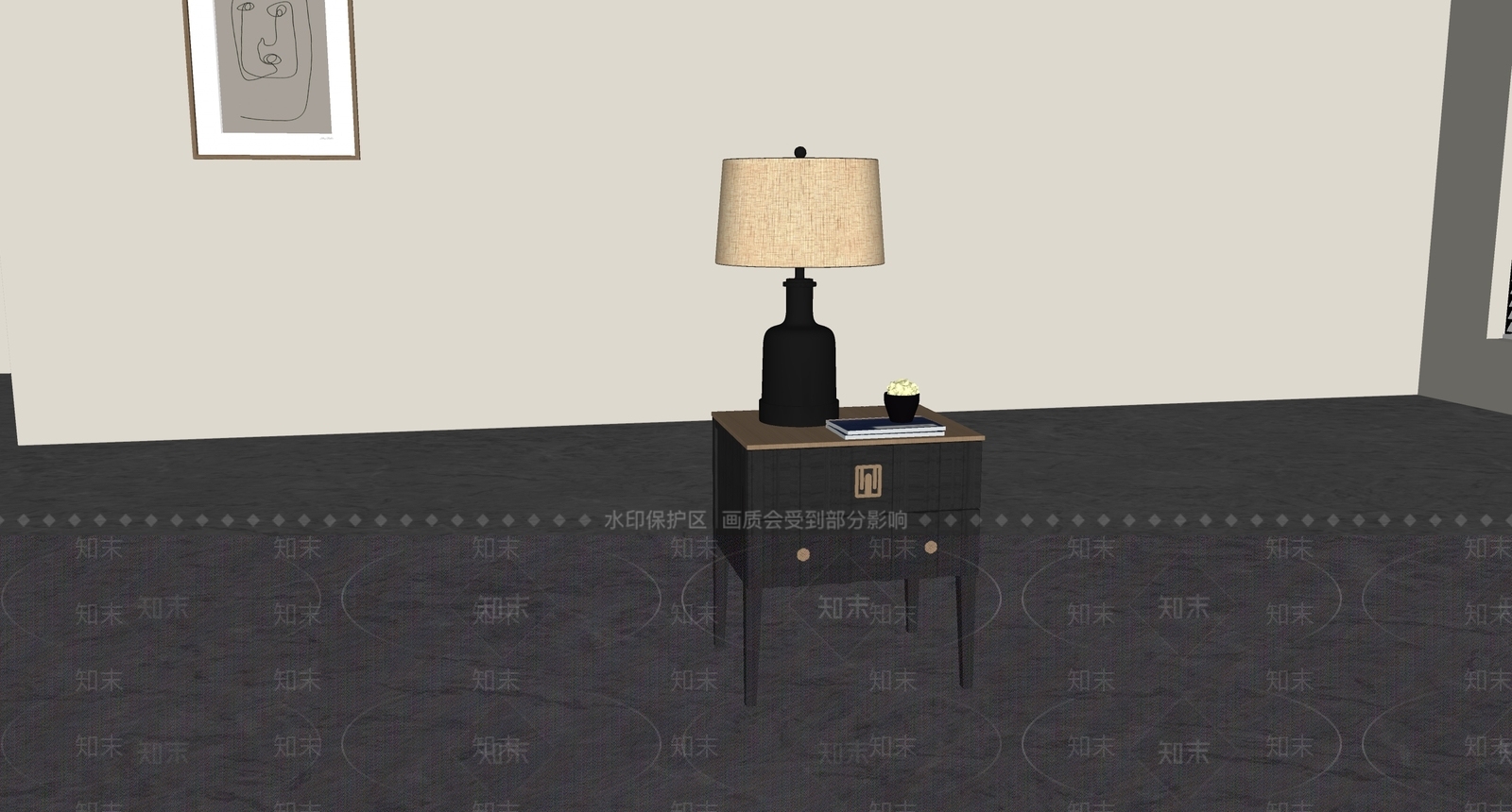 现代新中式床头柜SU模型下载【ID:1189430708】