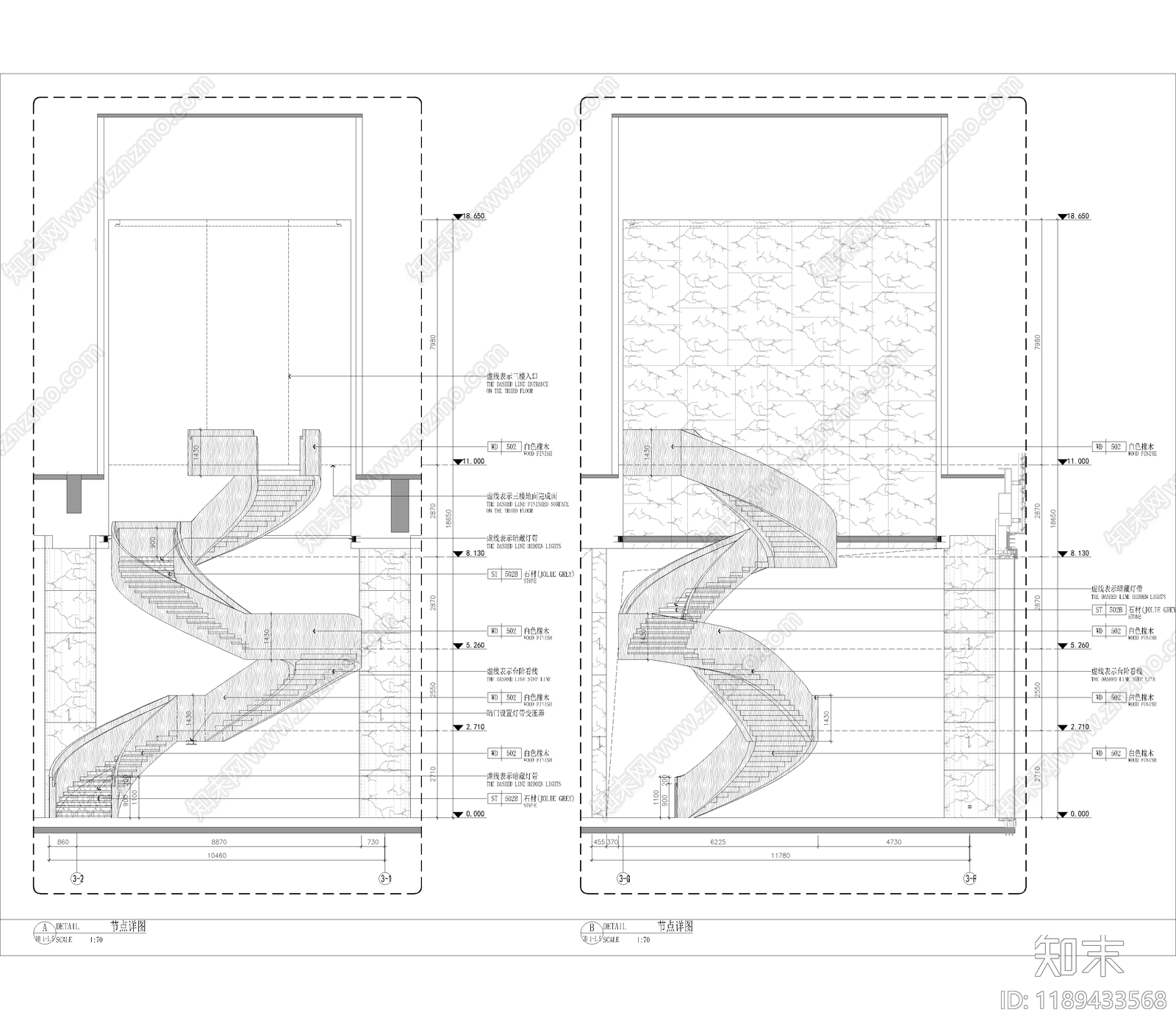 现代新中式楼梯节点cad施工图下载【ID:1189433568】