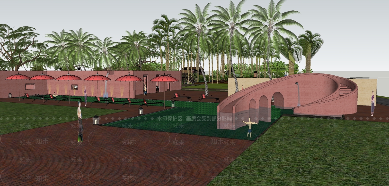 现代小区景观SU模型下载【ID:1189436834】