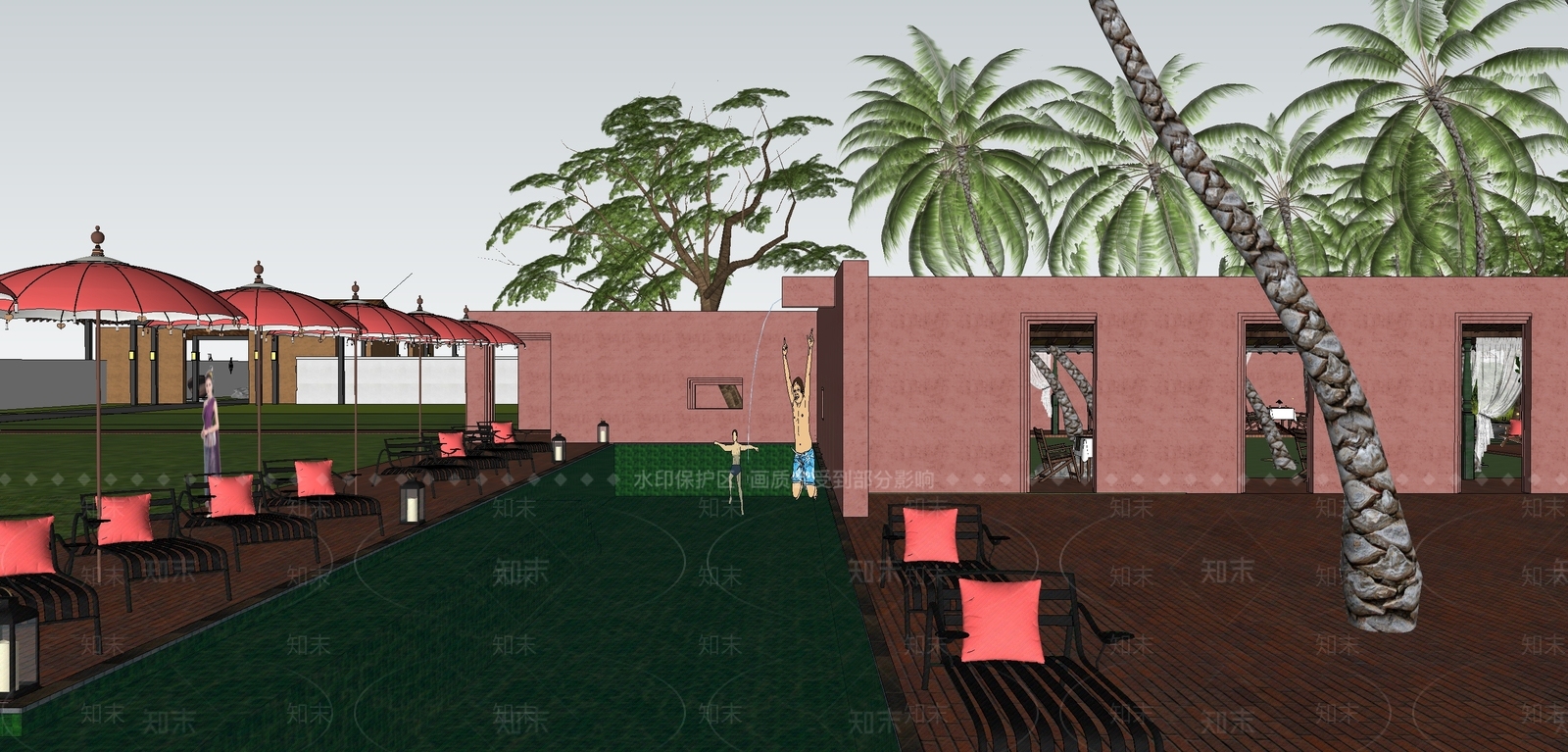 现代小区景观SU模型下载【ID:1189436834】