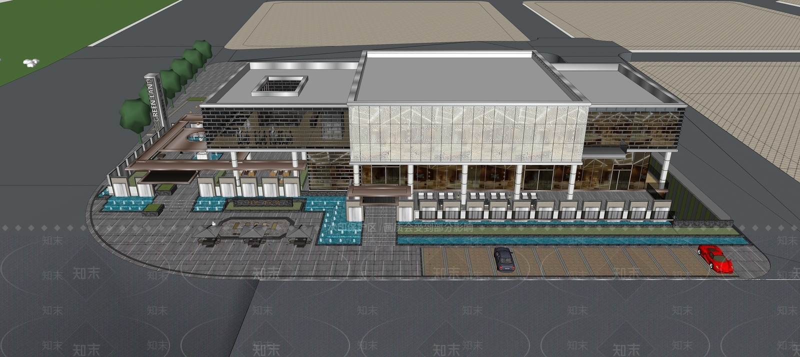 现代售楼处建筑SU模型下载【ID:1189440253】