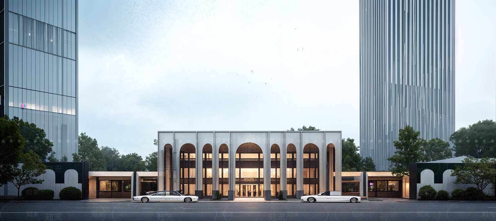 现代售楼处建筑SU模型下载【ID:1189440796】