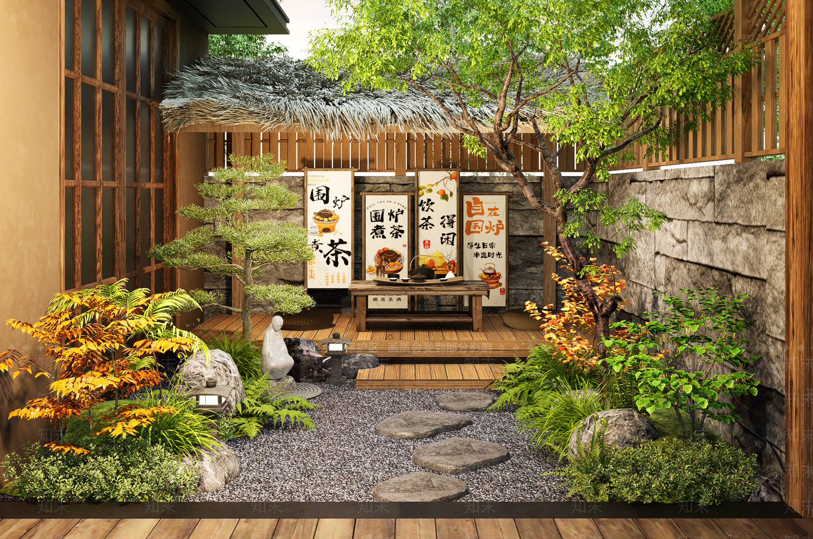 日式庭院小品SU模型下载【ID:1189448019】
