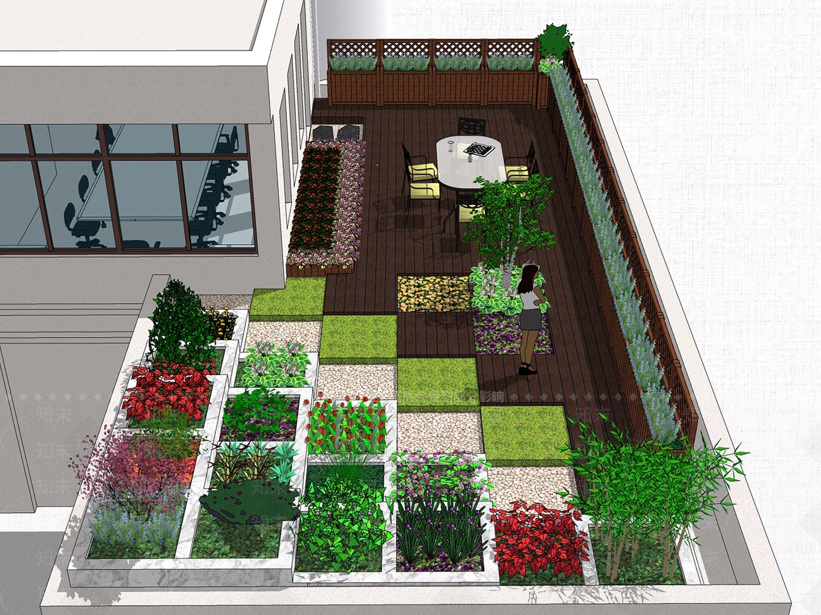 现代屋顶花园SU模型下载【ID:1189452612】