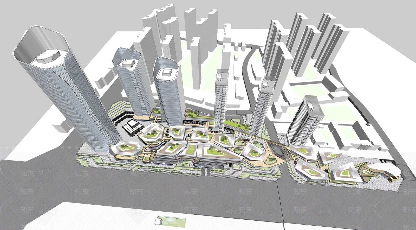 现代商场建筑SU模型下载【ID:1189452695】