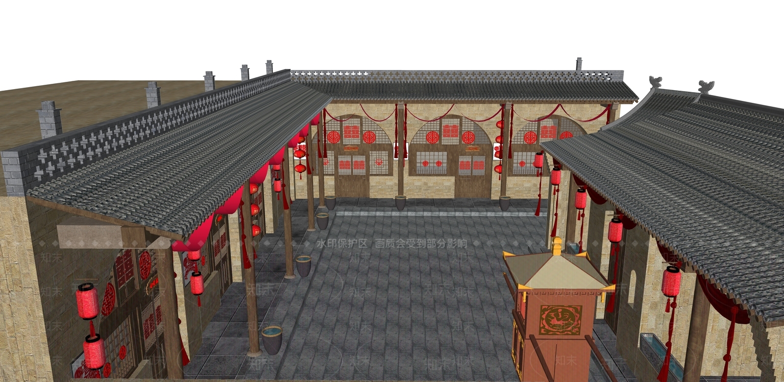 中式四合院SU模型下载【ID:1189453065】