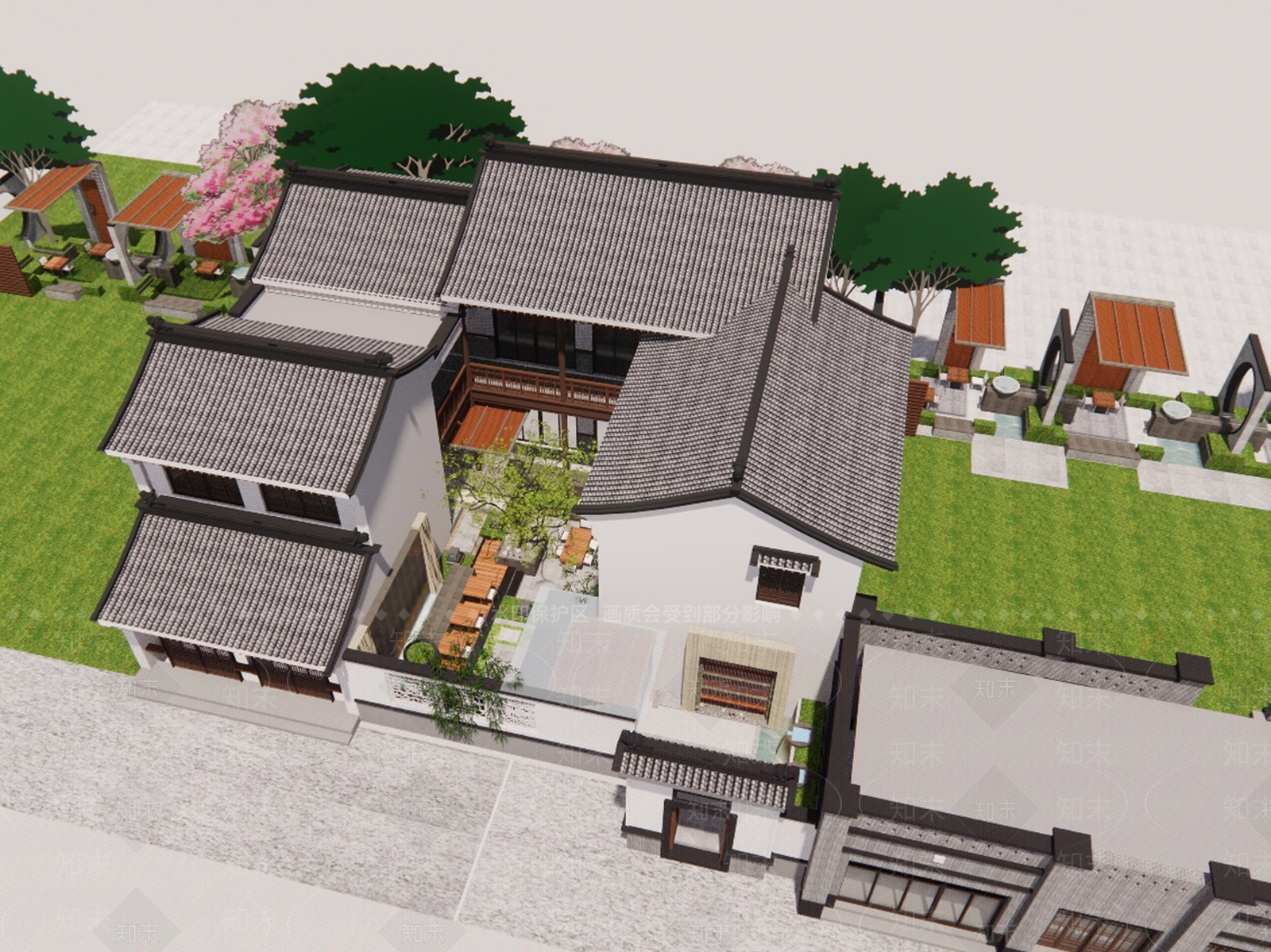中式四合院SU模型下载【ID:1189453234】