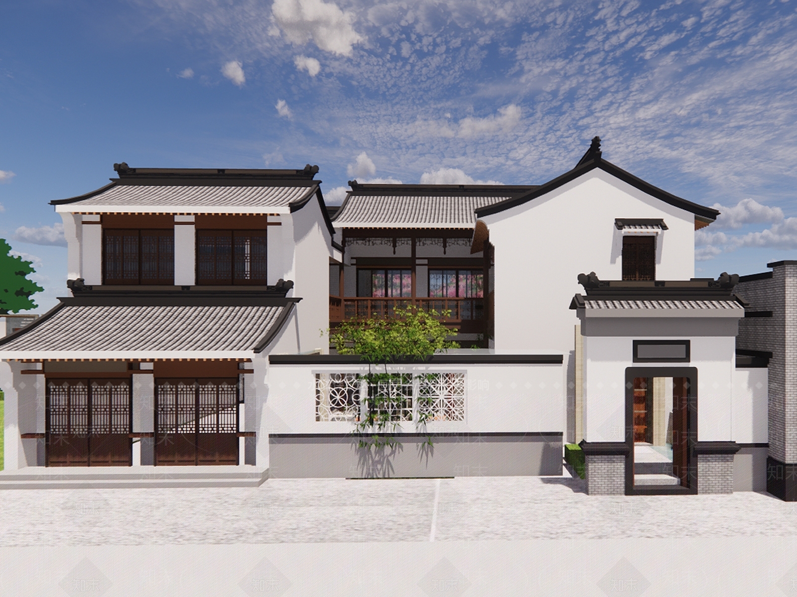 中式四合院SU模型下载【ID:1189453234】