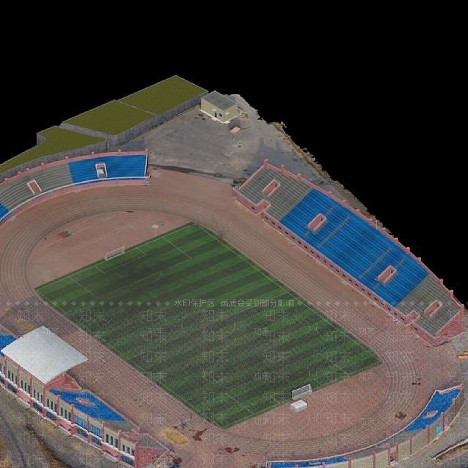 现代校园足球场及看台3D模型下载【ID:1189455781】