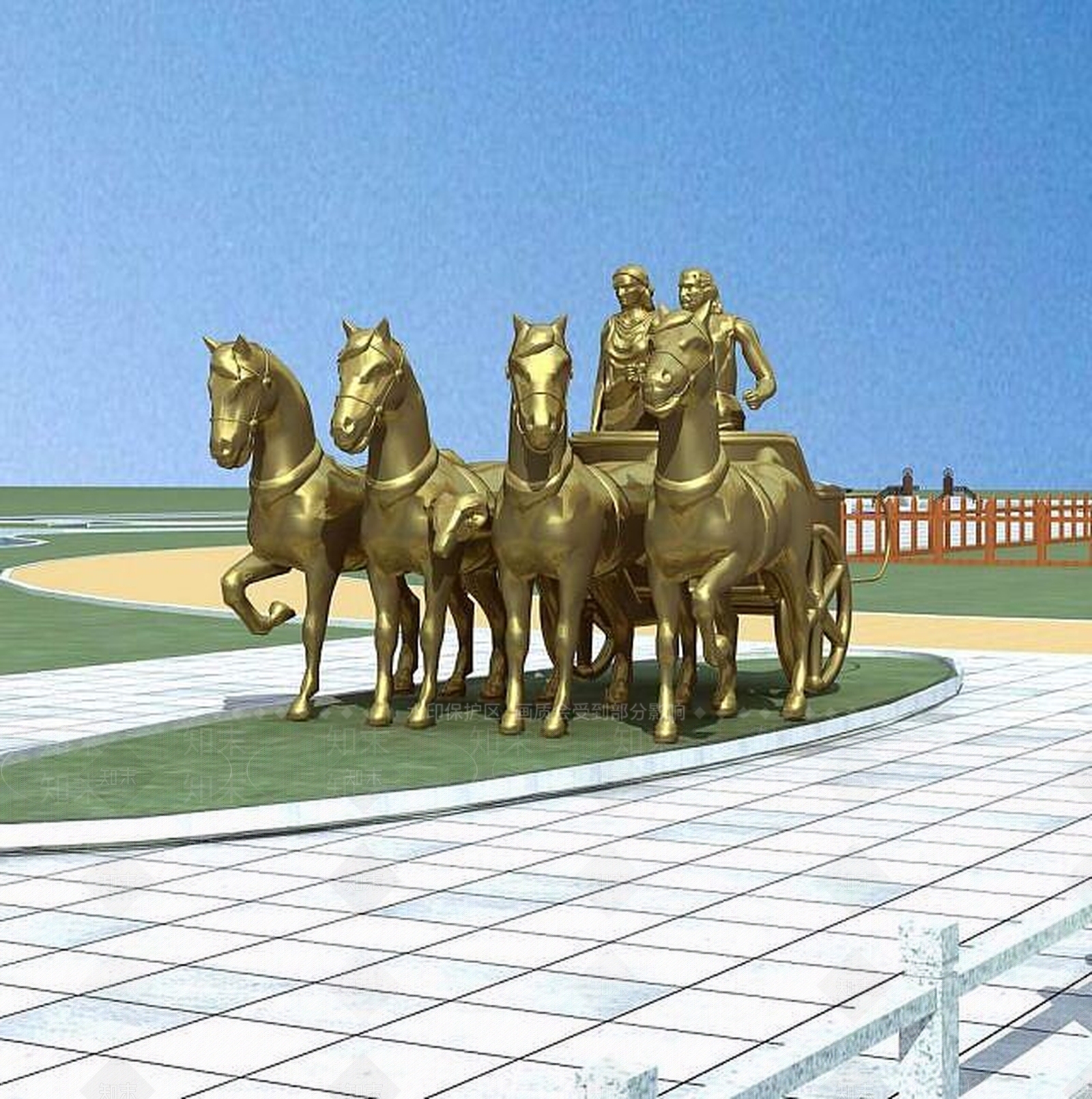 现代城市雕塑小品马3D模型下载【ID:1189464015】