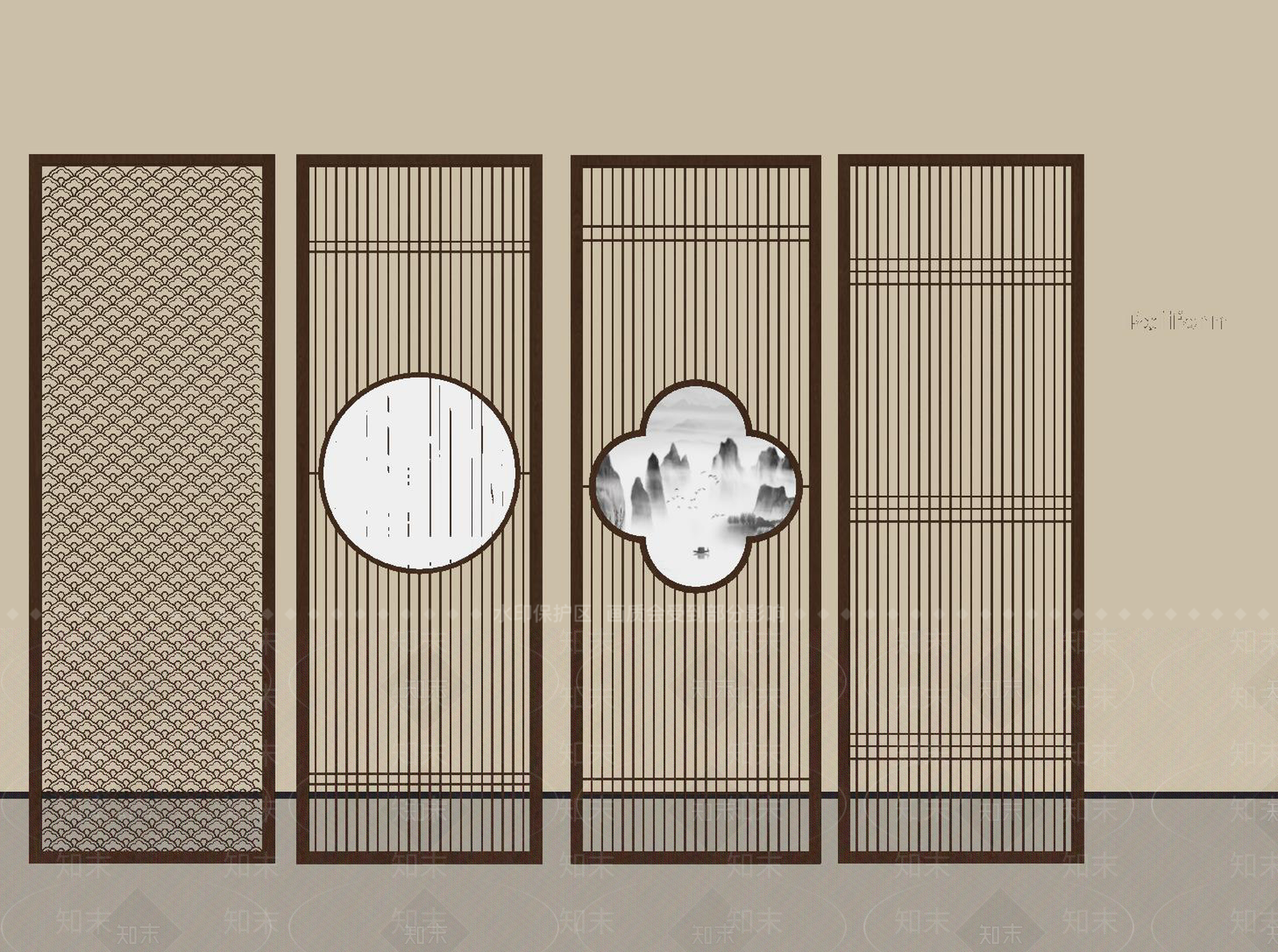 新中式隔断SU模型下载【ID:1189465415】