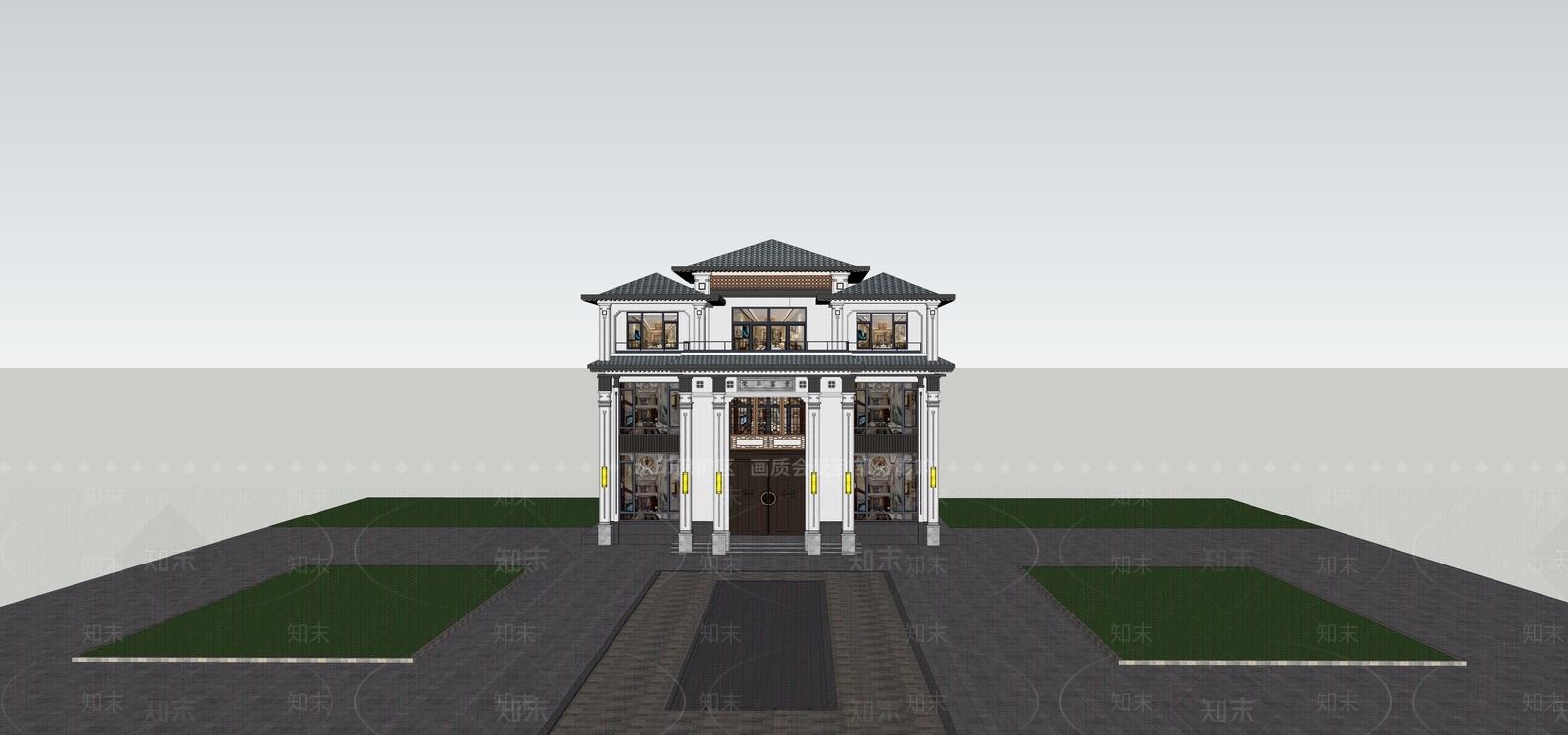 新中式别墅SU模型下载【ID:1189468336】