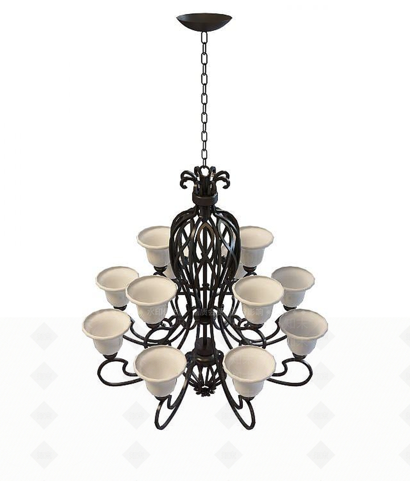 现代铁艺吊灯3D模型下载【ID:1189468018】