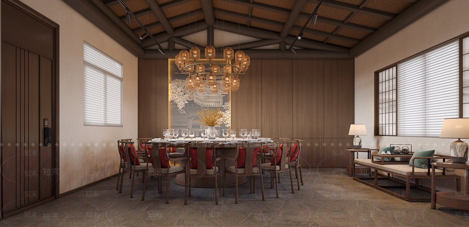 中式新中式包厢3D模型下载【ID:1189468520】