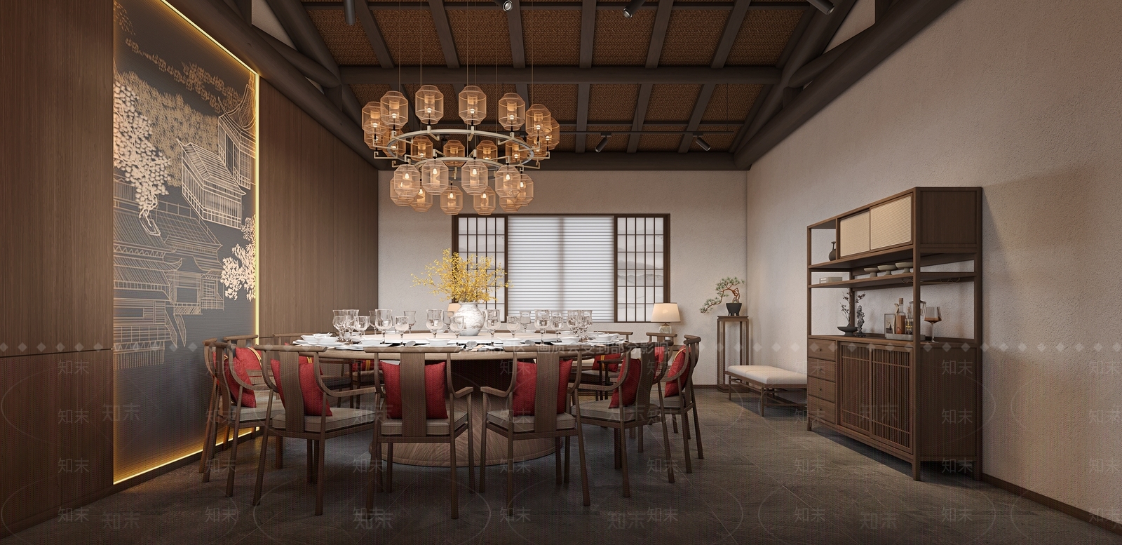 中式新中式包厢3D模型下载【ID:1189468520】