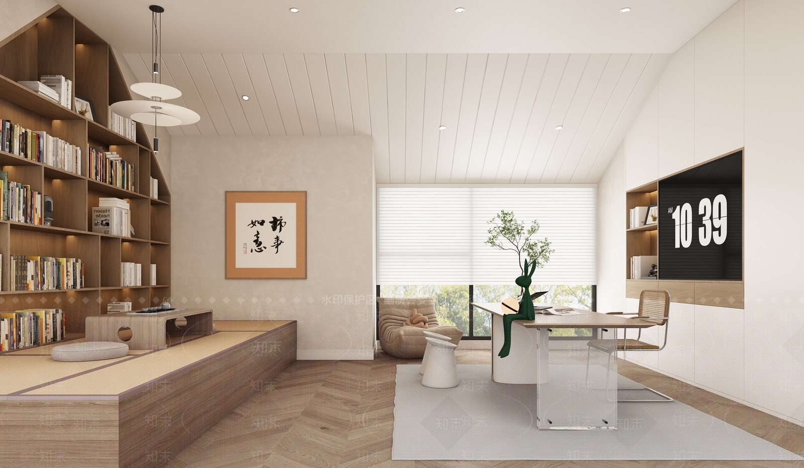 嵌入式展示柜书房3D模型下载【ID:1227393086】