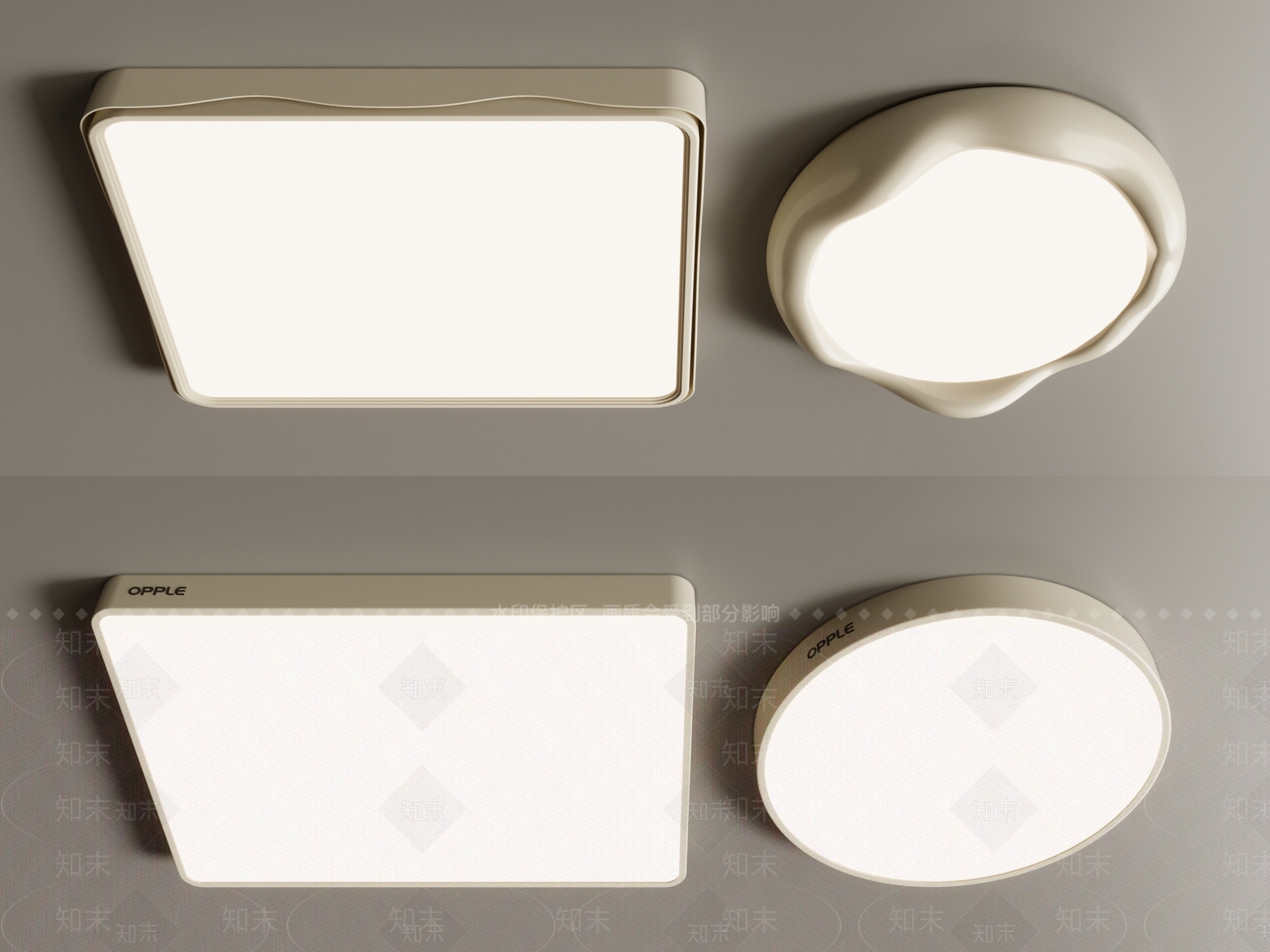 现代吸顶灯3D模型下载【ID:1189476557】