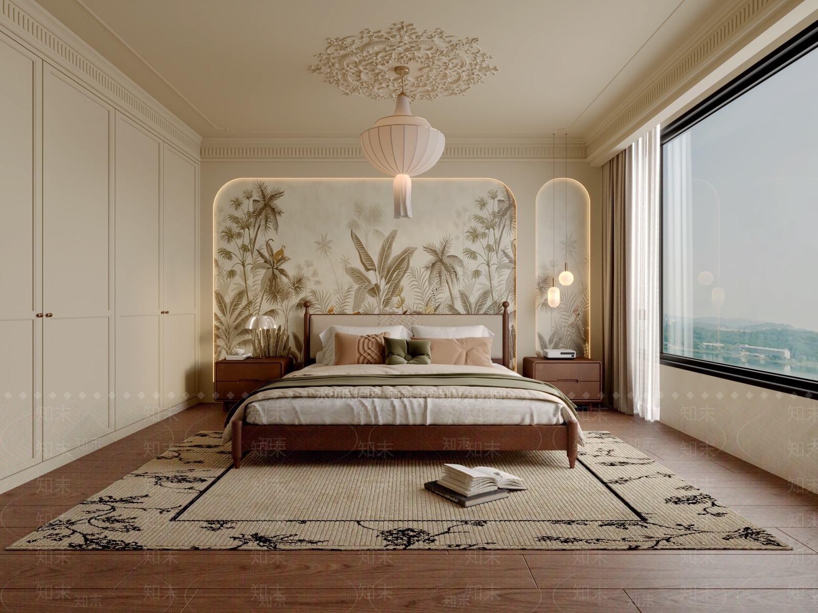 美式复古家居卧室3D模型下载【ID:1189479385】