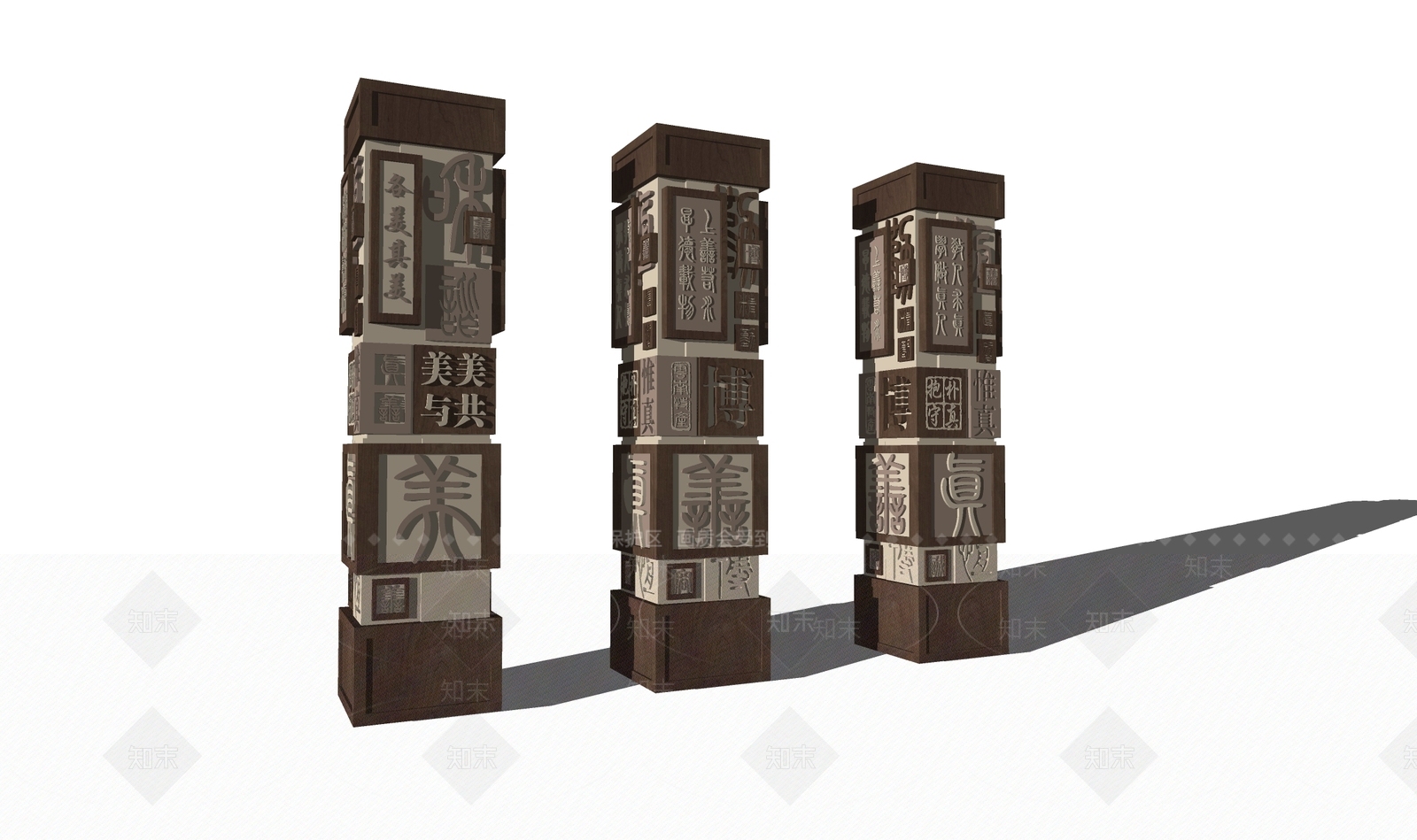 新中式现代景观柱SU模型下载【ID:1189482990】