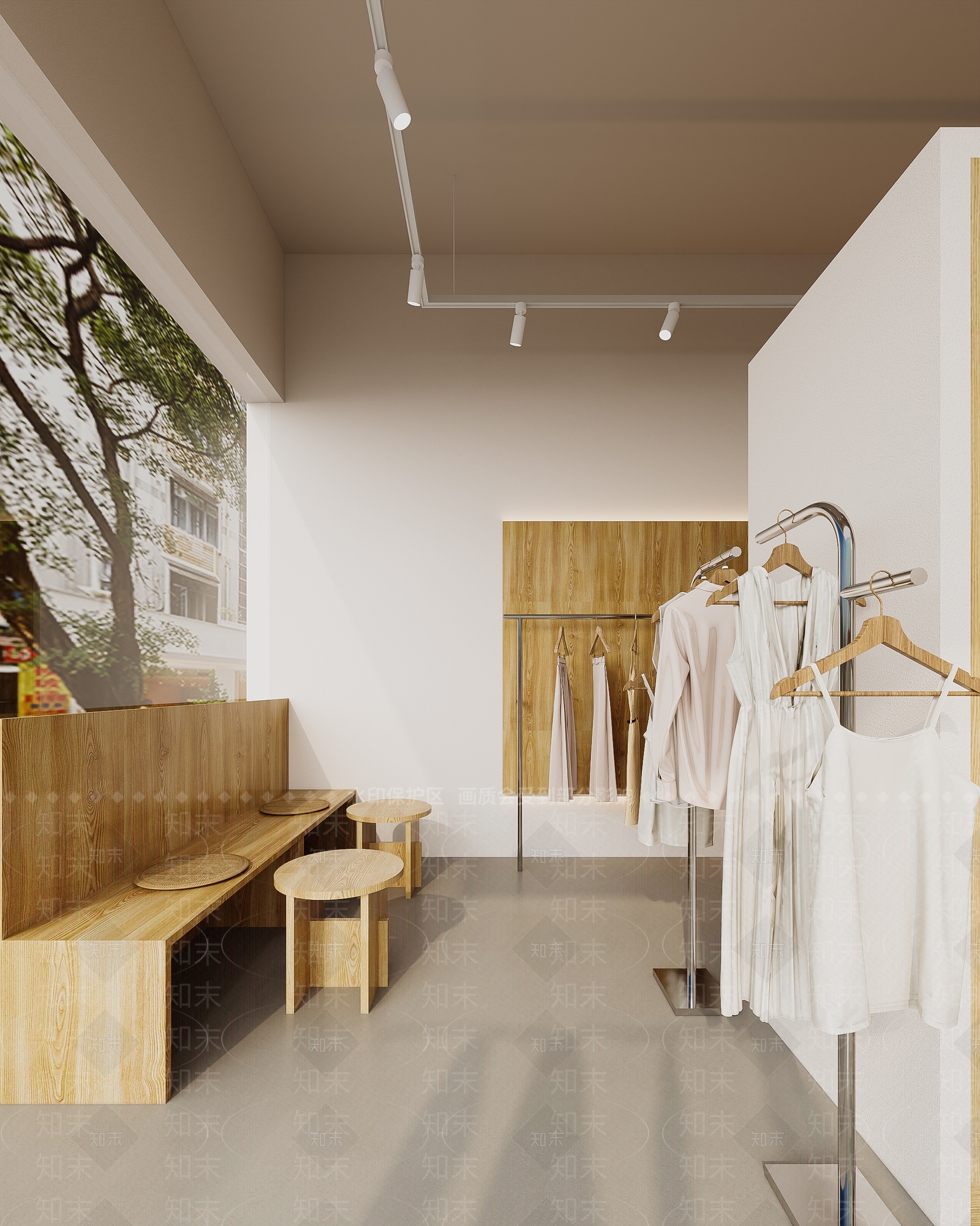 现代奶油服装店3D模型下载【ID:1189495399】