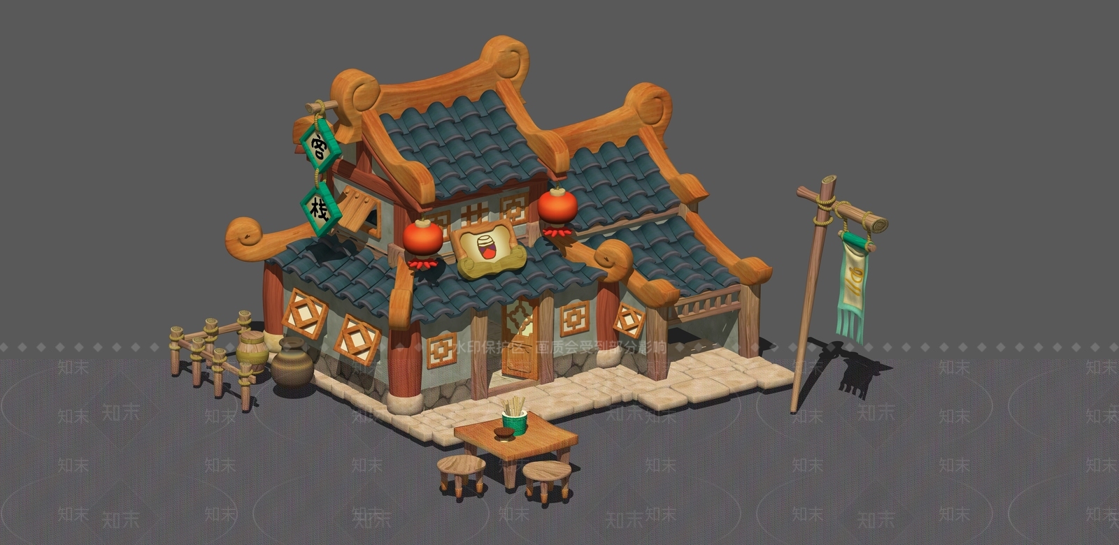 中式复古古建筑SU模型下载【ID:1189484404】