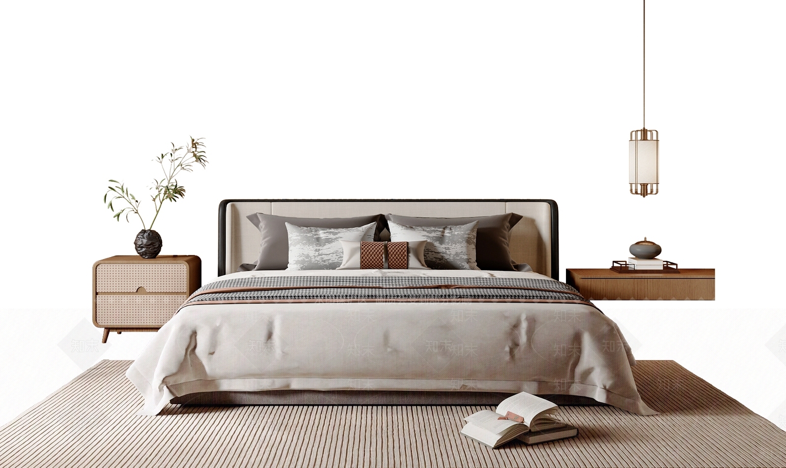 新中式中式双人床3D模型下载【ID:1189488908】