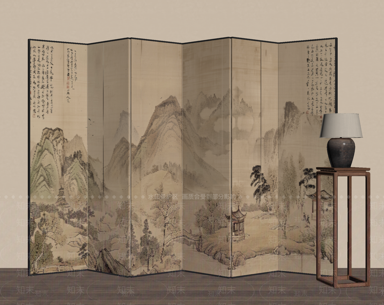 新中式屏风SU模型下载【ID:1189491134】
