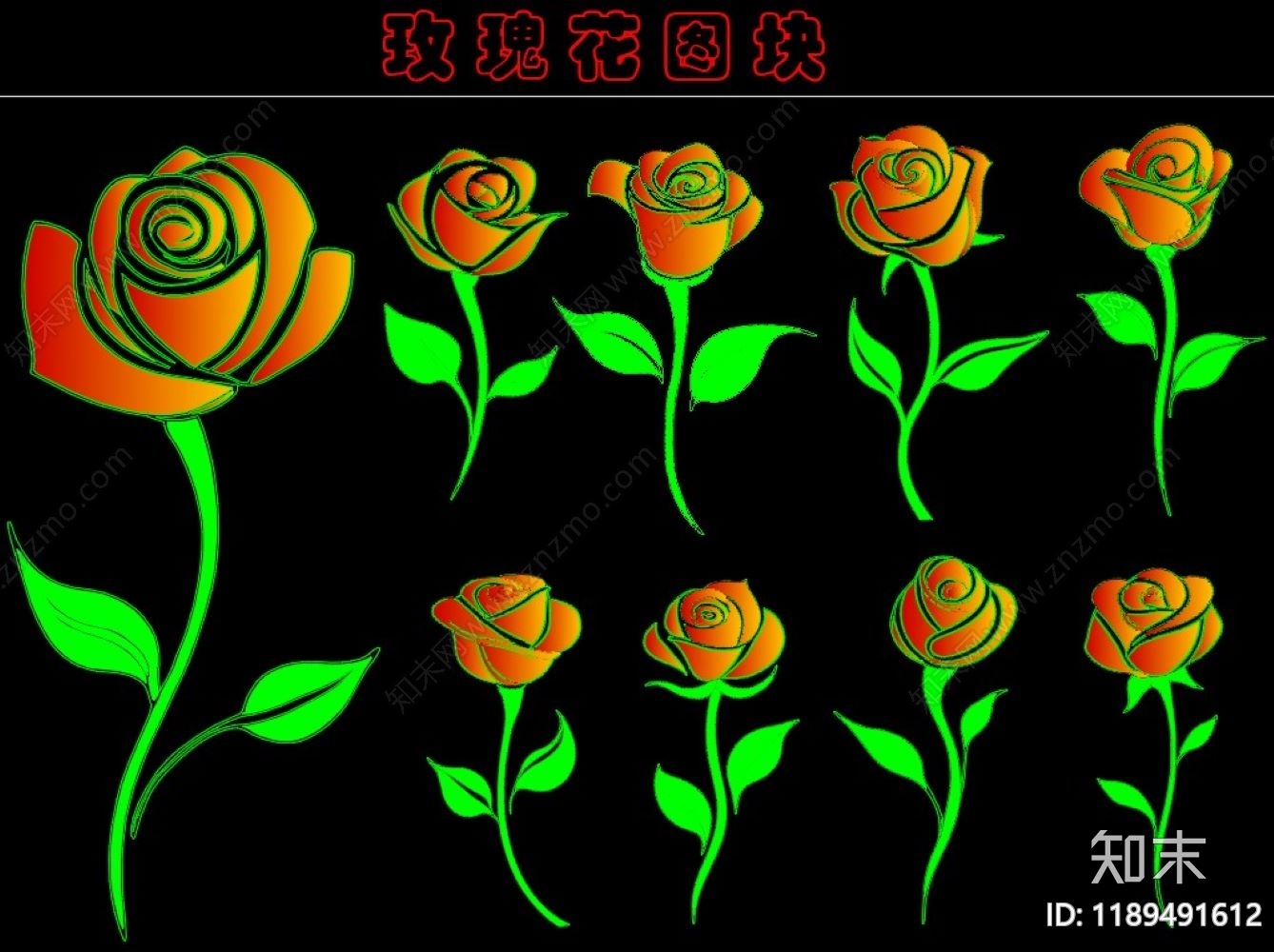 现代花cad施工图下载【ID:1189491612】