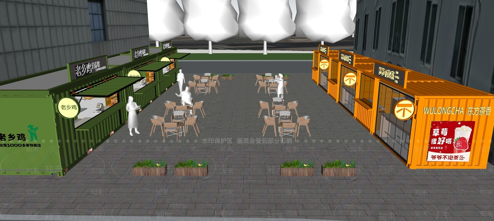 现代商业街SU模型下载【ID:1189491893】