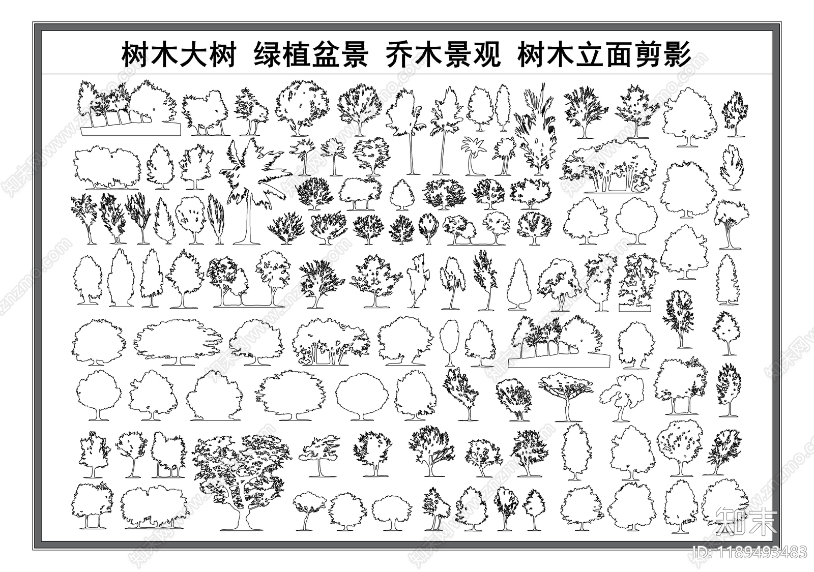 现代综合植物图库施工图下载【ID:1189493483】