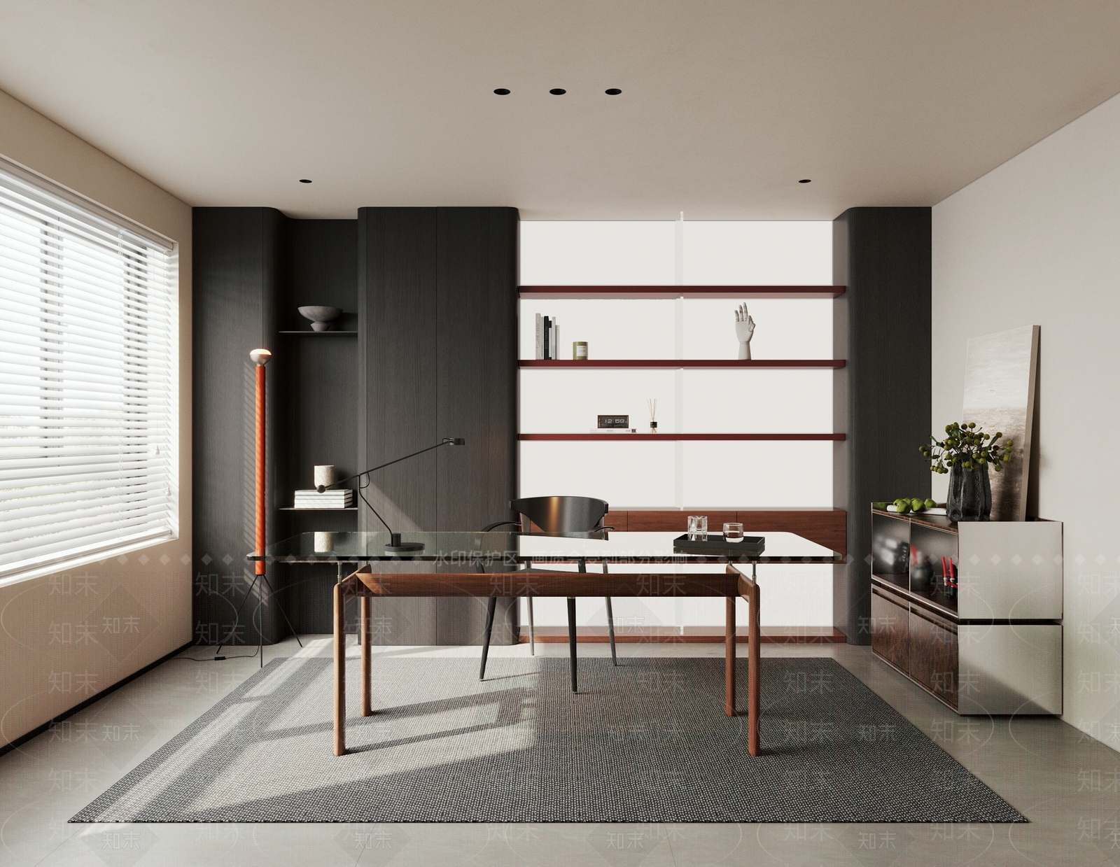 现代极简书房3D模型下载【ID:1189497525】