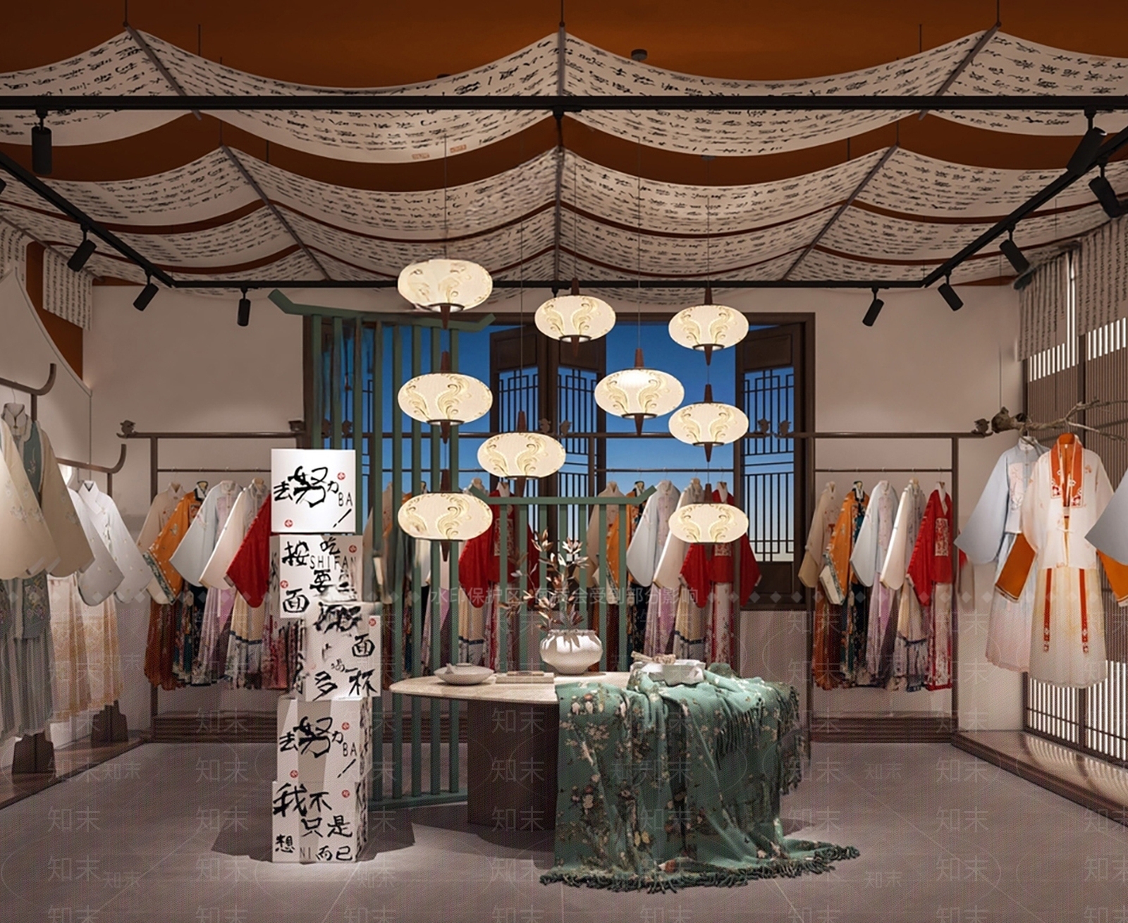 新中式服装店SU模型下载【ID:1189500336】