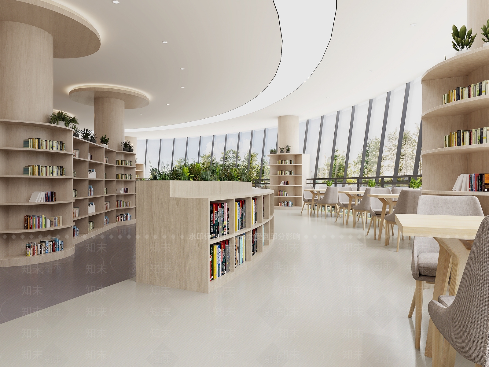 现代简约图书馆3D模型下载【ID:1189523055】