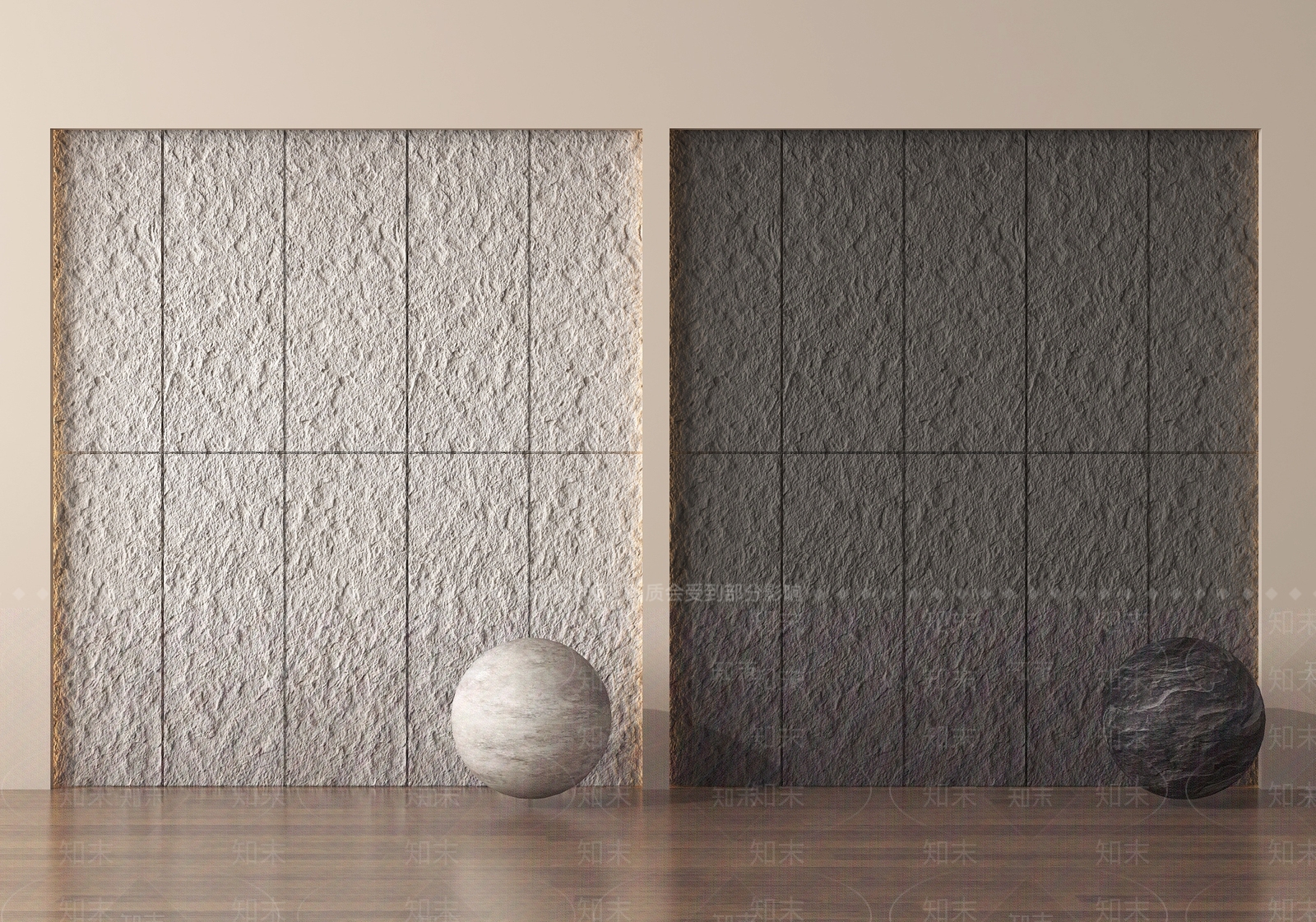 现代石材3D模型渲染效果图