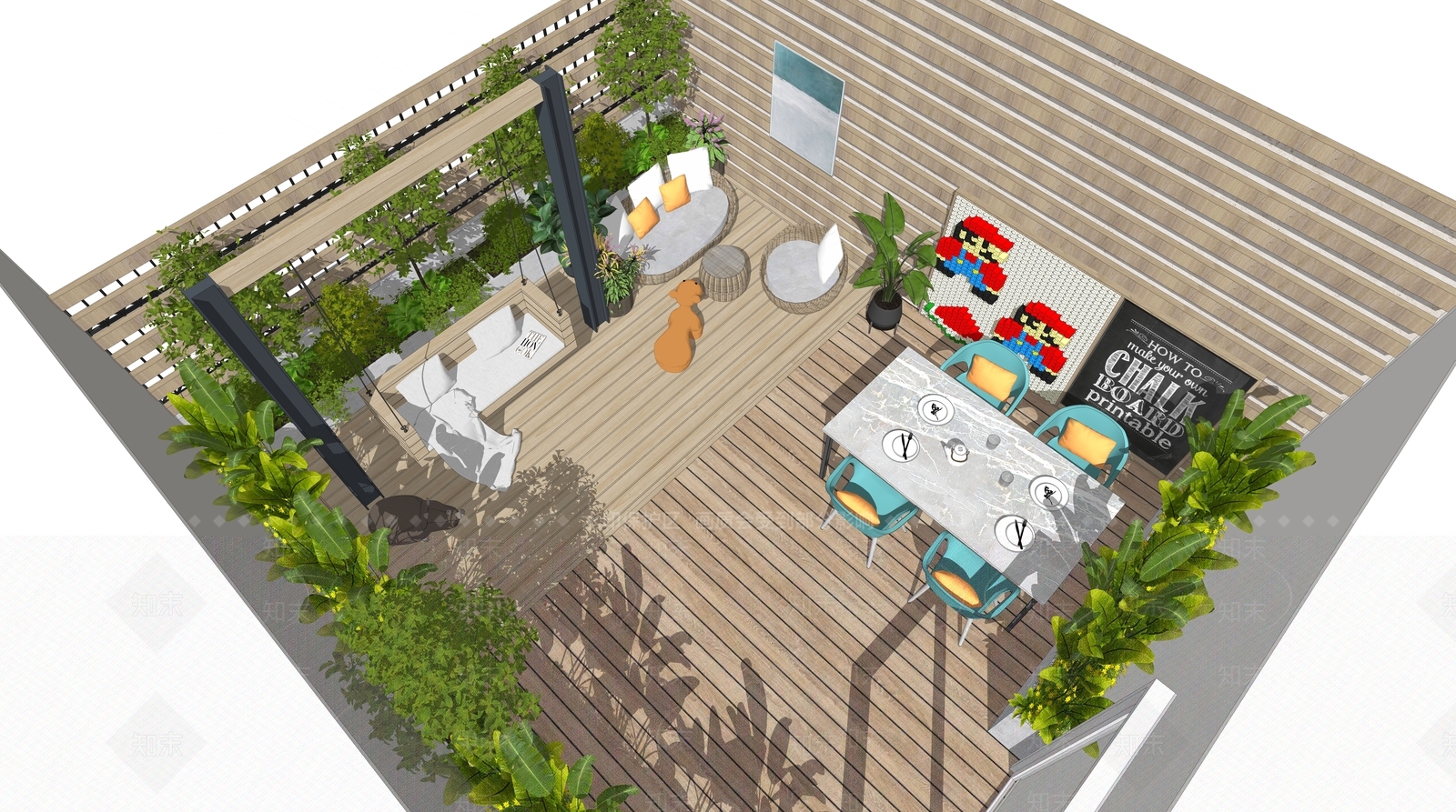 现代屋顶花园SU模型下载【ID:1189510038】