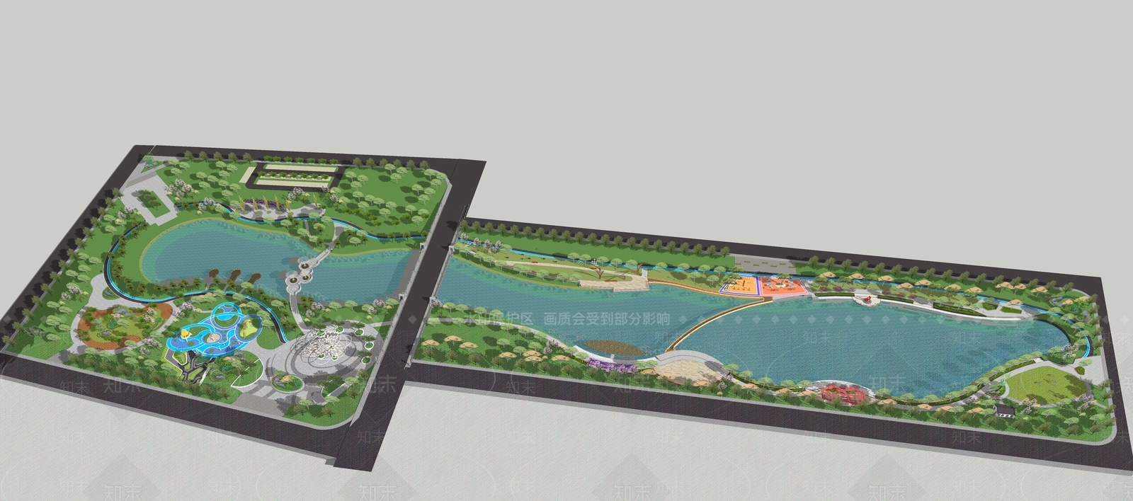 现代滨水景观SU模型下载【ID:1189510281】