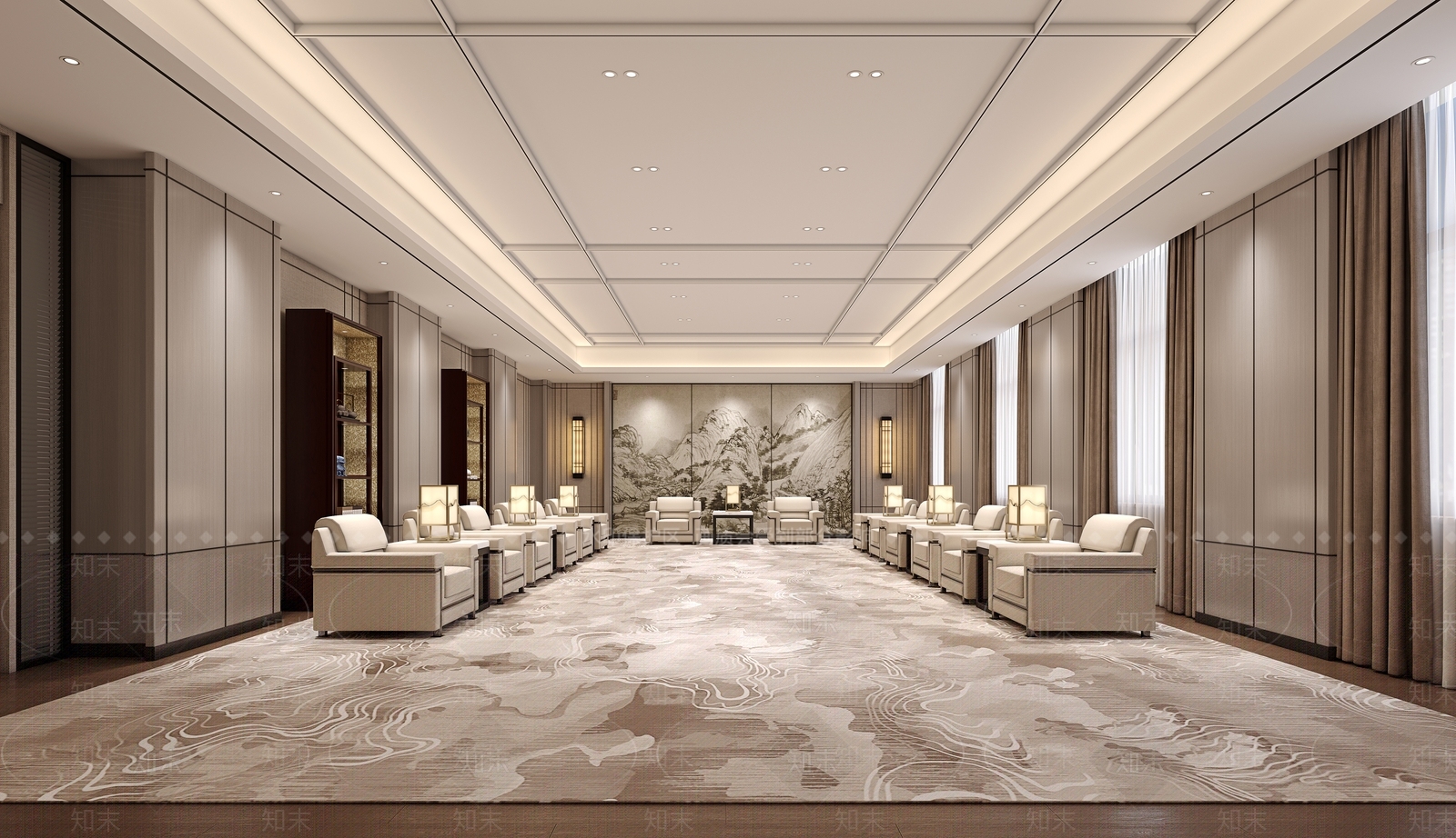 现代新中式接待室3D模型下载【ID:1189512157】