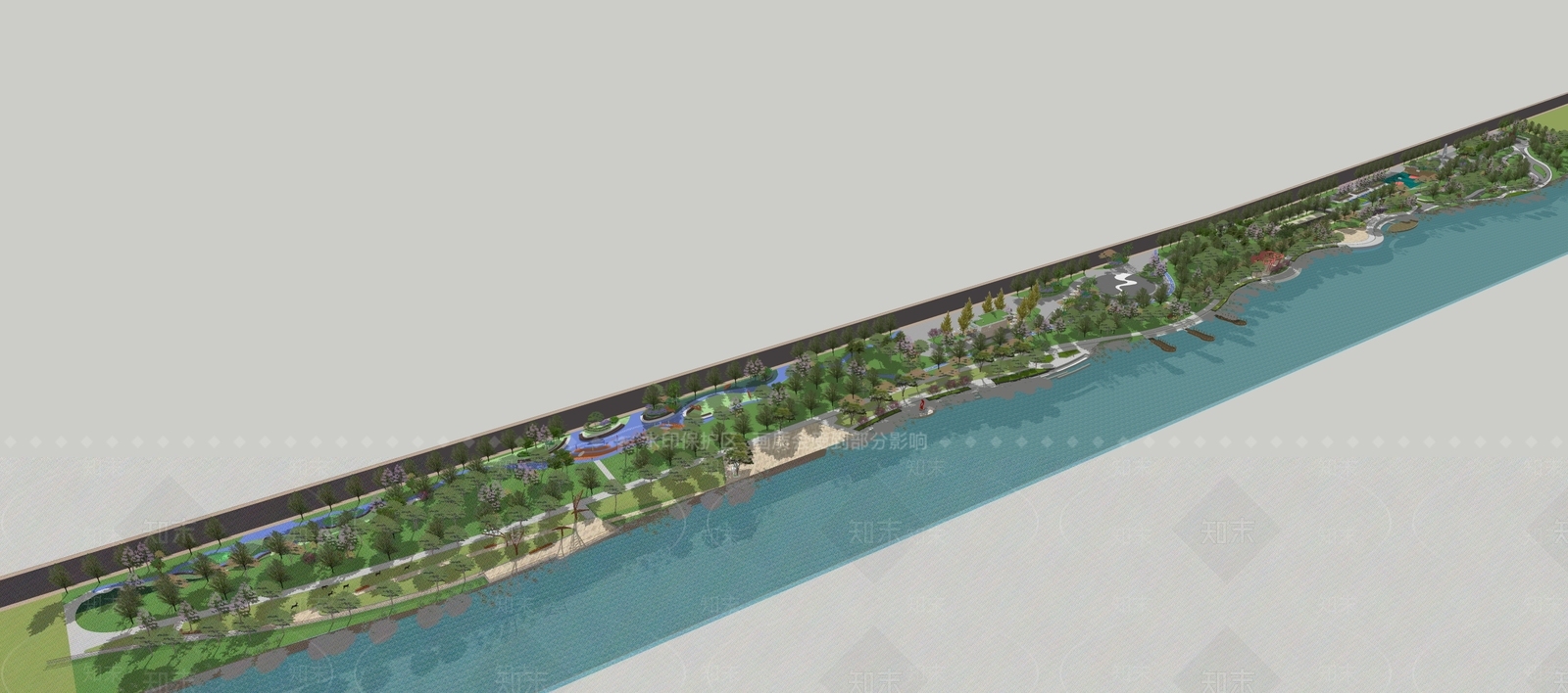 现代滨水景观SU模型下载【ID:1189512633】